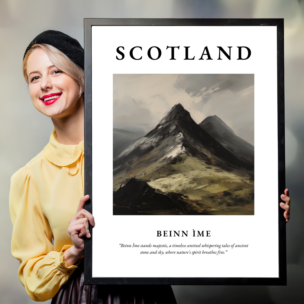 Person holding a poster of Beinn Ìme