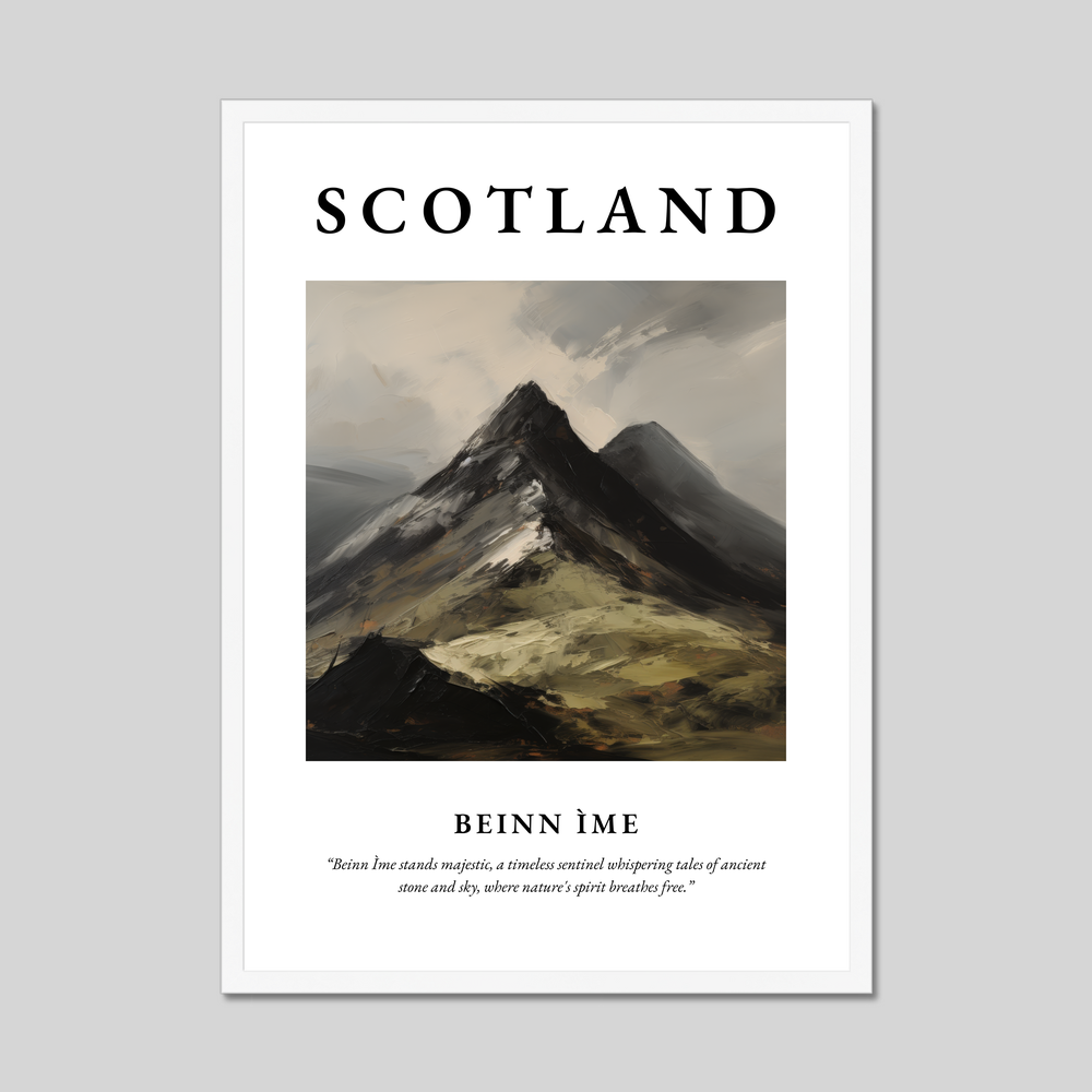 Poster in a white frame with the word Scotland