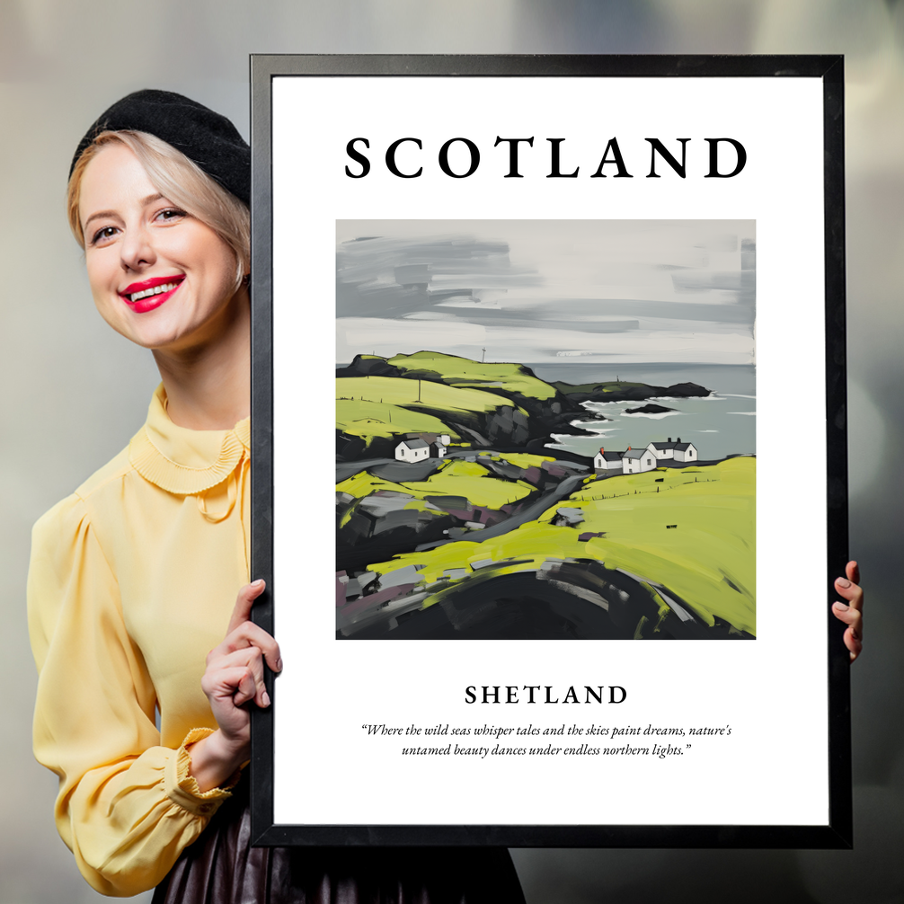 Person holding a poster of Shetland