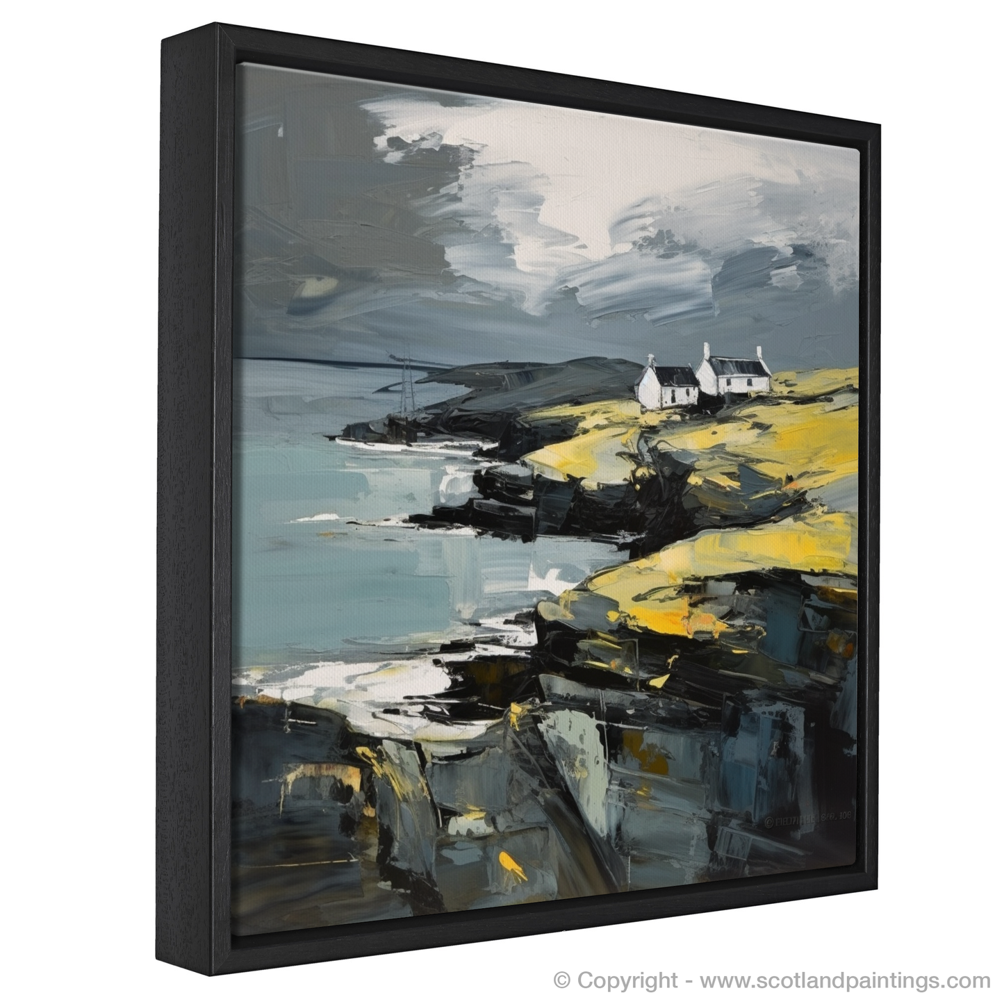 Painting and Art Print of Shetland, North of mainland Scotland. Shetland's Rugged Majesty: An Expressionist Homage.