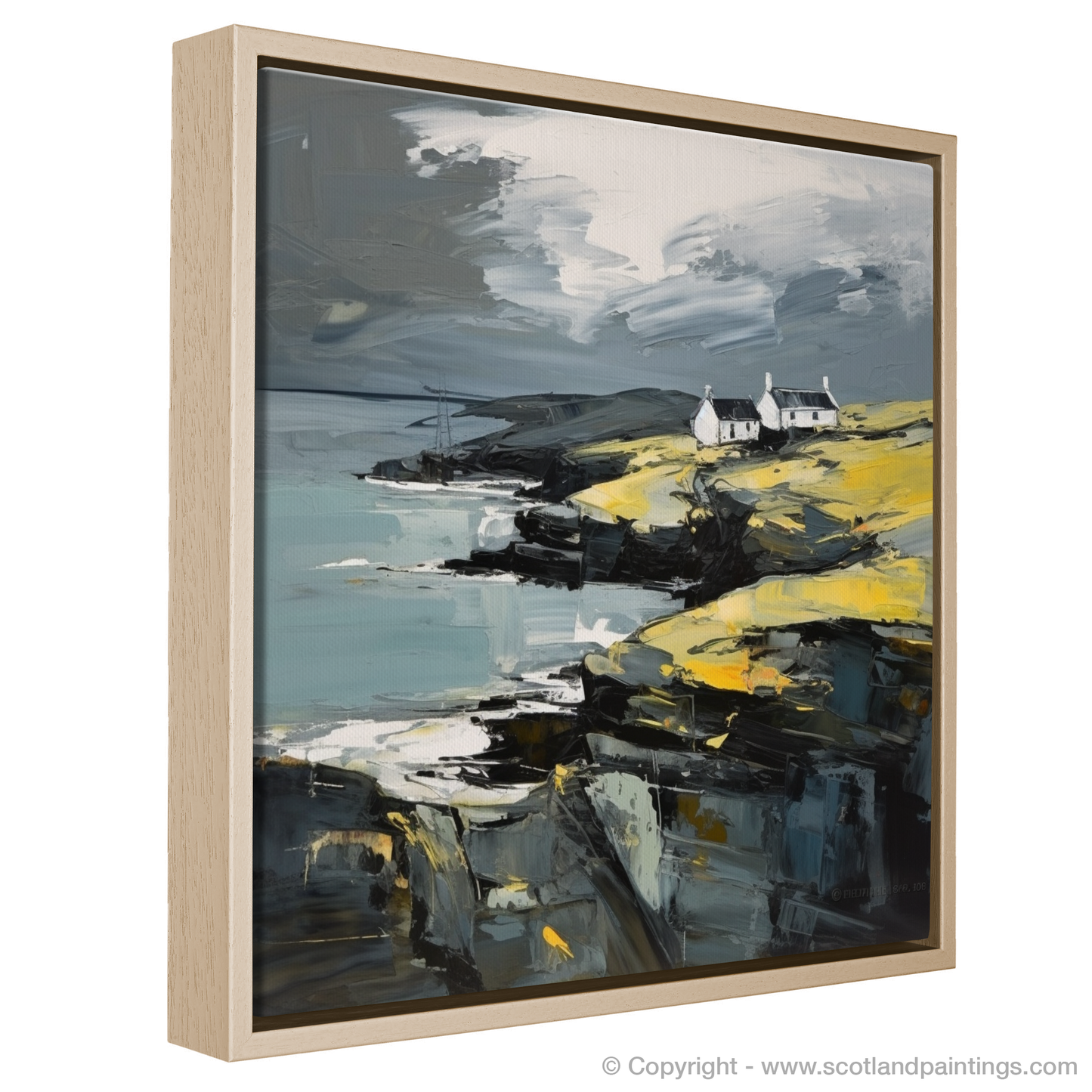 Painting and Art Print of Shetland, North of mainland Scotland. Shetland's Rugged Majesty: An Expressionist Homage.