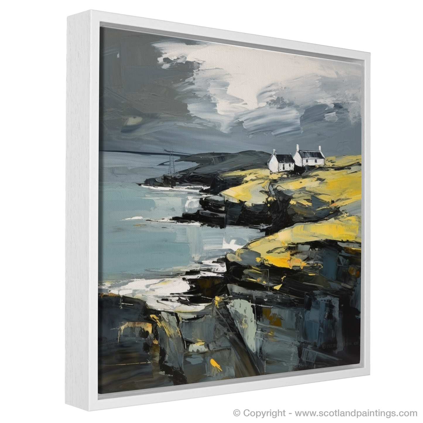 Painting and Art Print of Shetland, North of mainland Scotland. Shetland's Rugged Majesty: An Expressionist Homage.