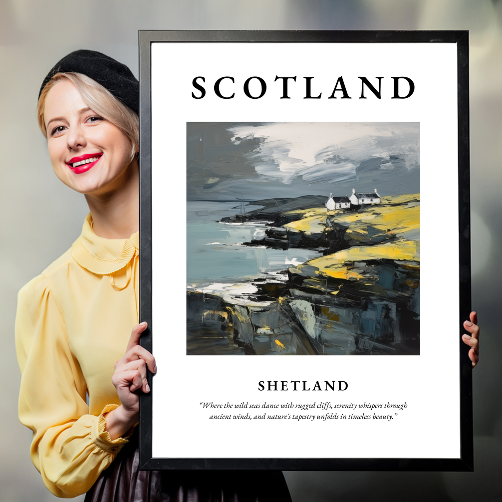 Person holding a poster of Shetland