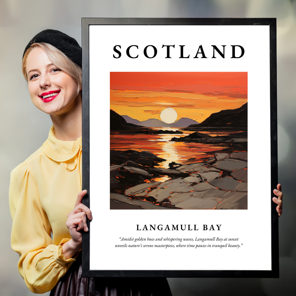 Person holding a poster of Langamull Bay