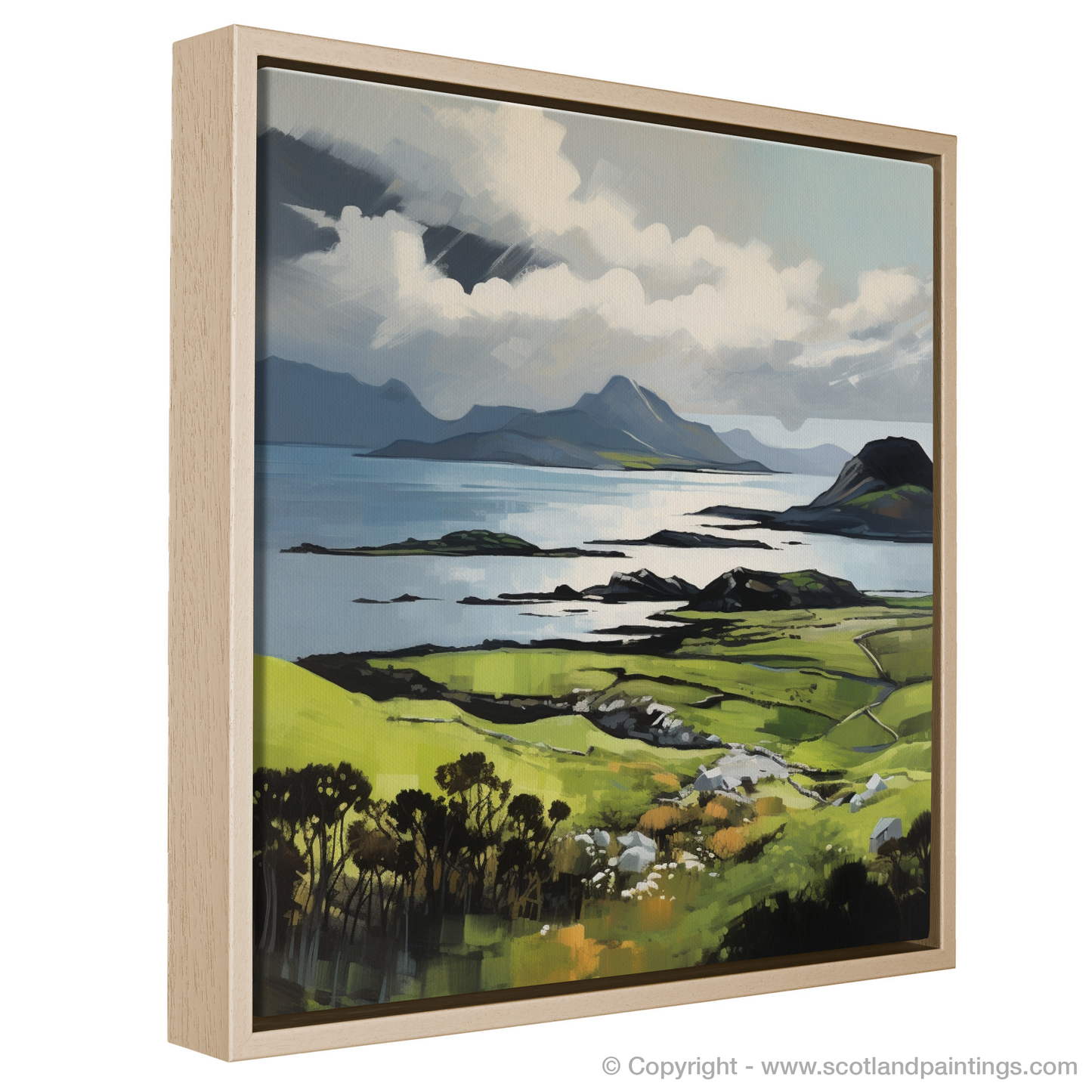 Painting and Art Print of Isle of Raasay, Inner Hebrides in summer. Summer Splendour of Raasay: An Expressionist Ode to the Inner Hebrides.