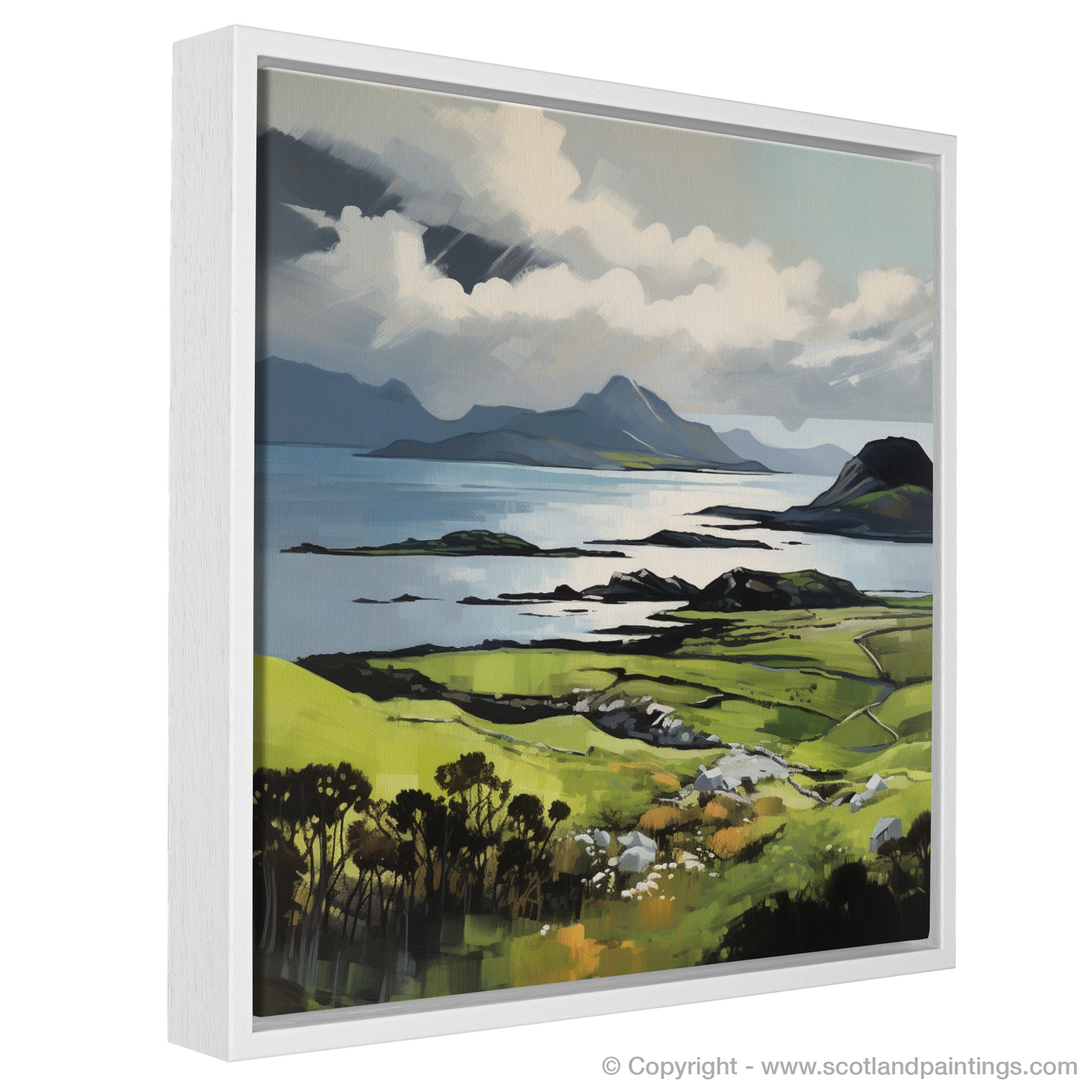 Painting and Art Print of Isle of Raasay, Inner Hebrides in summer. Summer Splendour of Raasay: An Expressionist Ode to the Inner Hebrides.