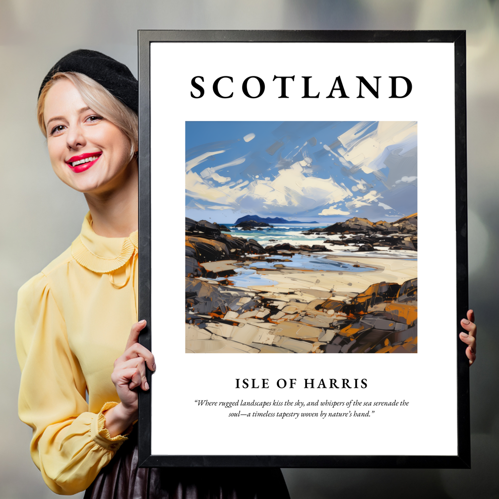 Person holding a poster of Isle of Harris