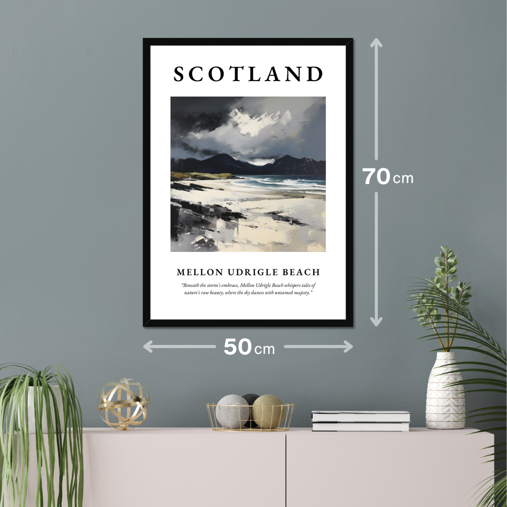 Poster of Mellon Udrigle Beach hanging on a wall