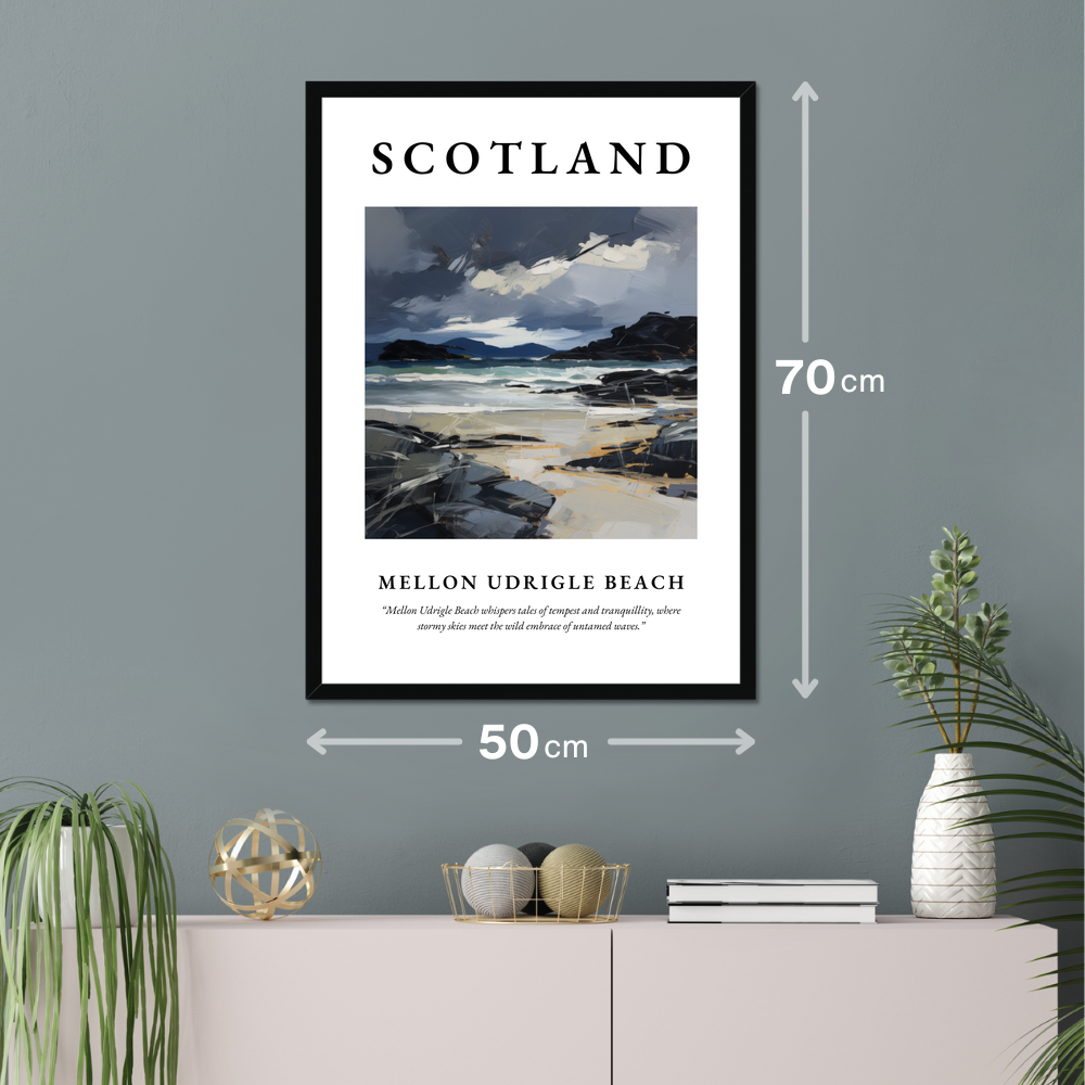 Poster of Mellon Udrigle Beach hanging on a wall