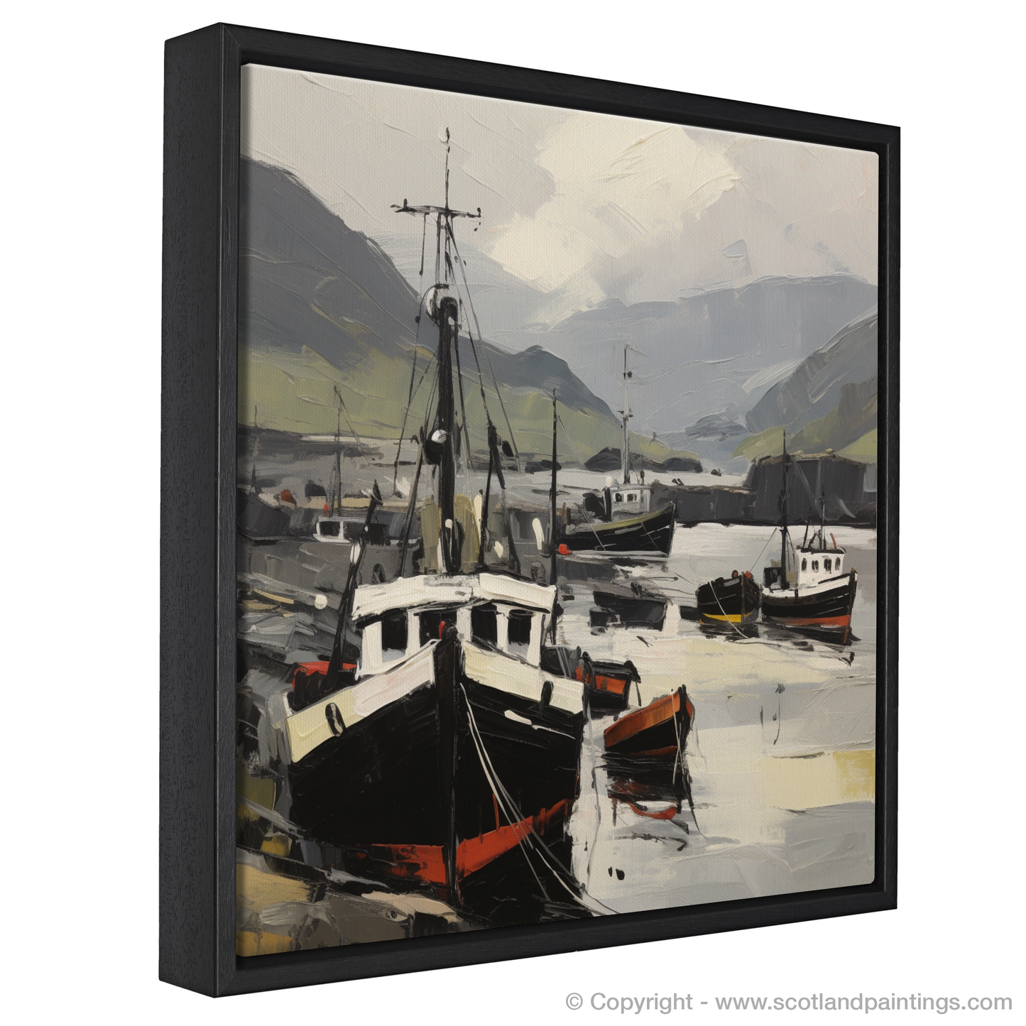 Painting and Art Print of Ullapool Harbour entitled "Ullapool Harbour: An Expressionist Ode to Maritime Scotland".