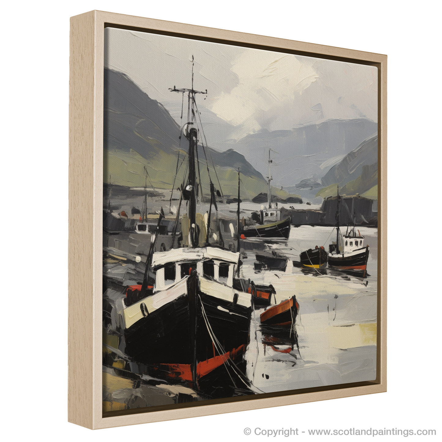 Painting and Art Print of Ullapool Harbour entitled "Ullapool Harbour: An Expressionist Ode to Maritime Scotland".