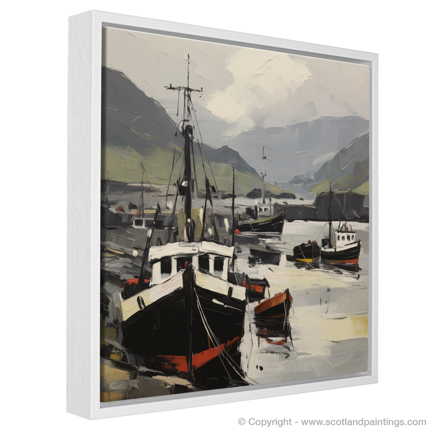 Painting and Art Print of Ullapool Harbour entitled "Ullapool Harbour: An Expressionist Ode to Maritime Scotland".