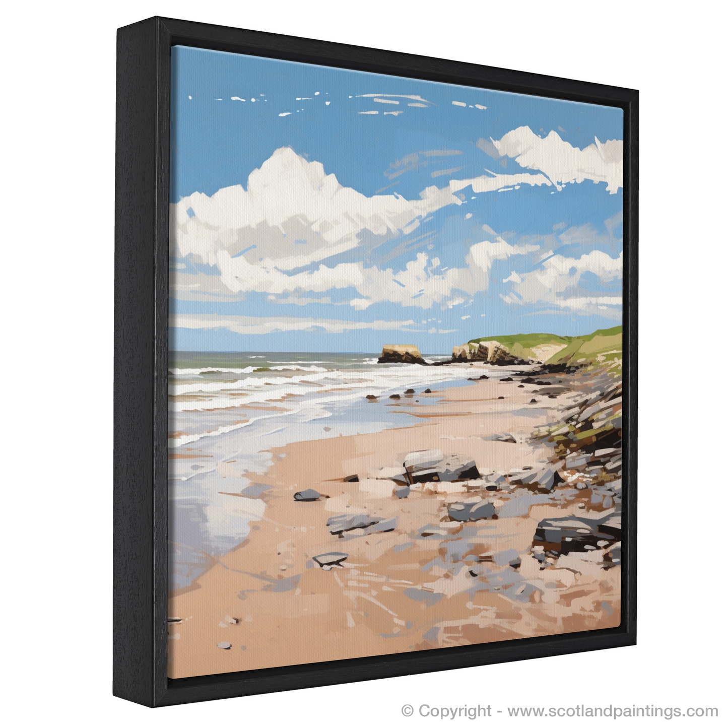 Painting and Art Print of St Cyrus Beach, Aberdeenshire in summer entitled "Summer Symphony at St Cyrus Beach".