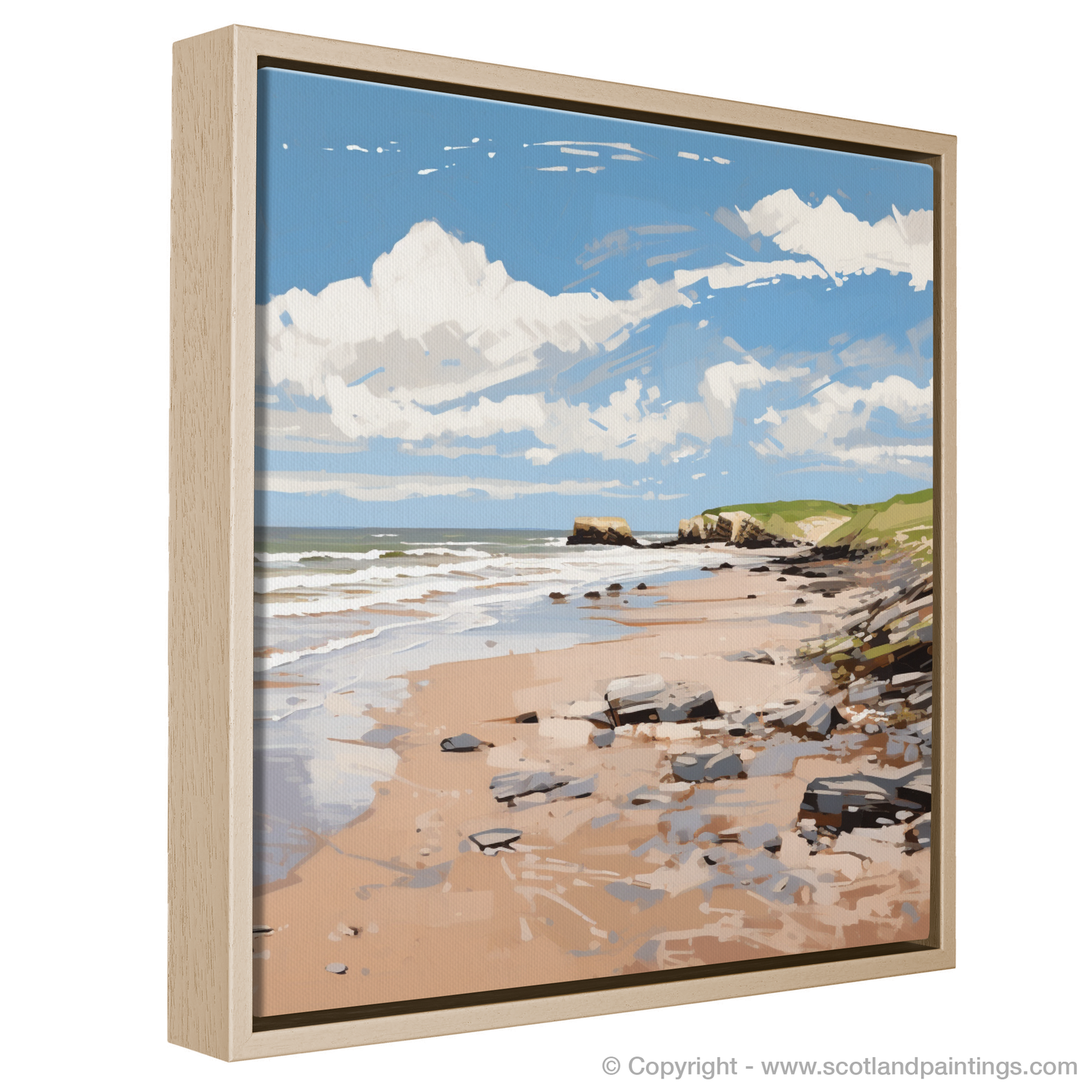 Painting and Art Print of St Cyrus Beach, Aberdeenshire in summer entitled "Summer Symphony at St Cyrus Beach".