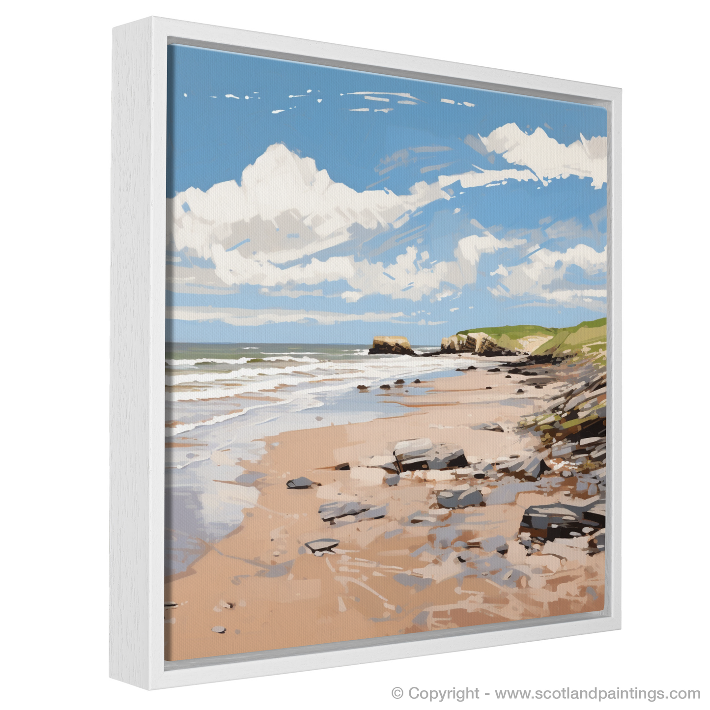 Painting and Art Print of St Cyrus Beach, Aberdeenshire in summer entitled "Summer Symphony at St Cyrus Beach".