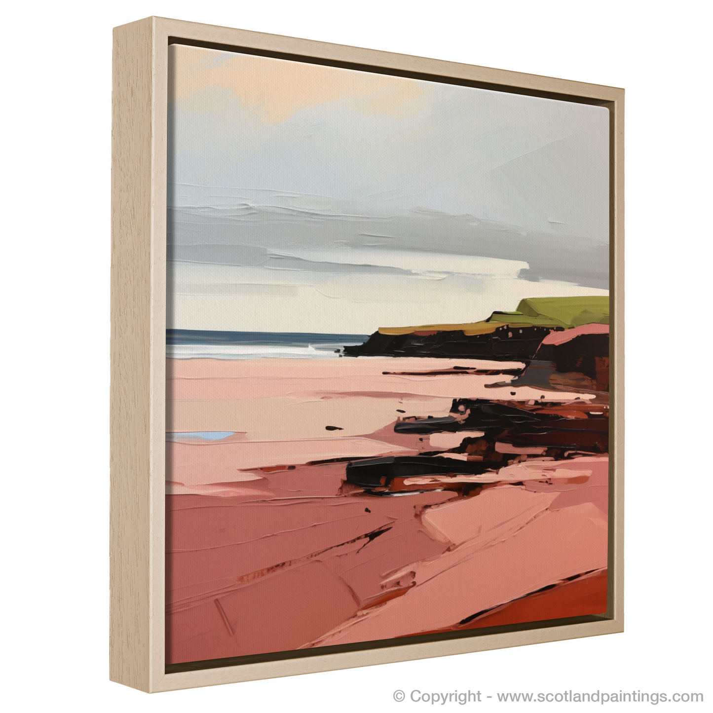 Painting and Art Print of St Cyrus Beach, Aberdeenshire in summer entitled "Summer Splendour at St Cyrus Beach".