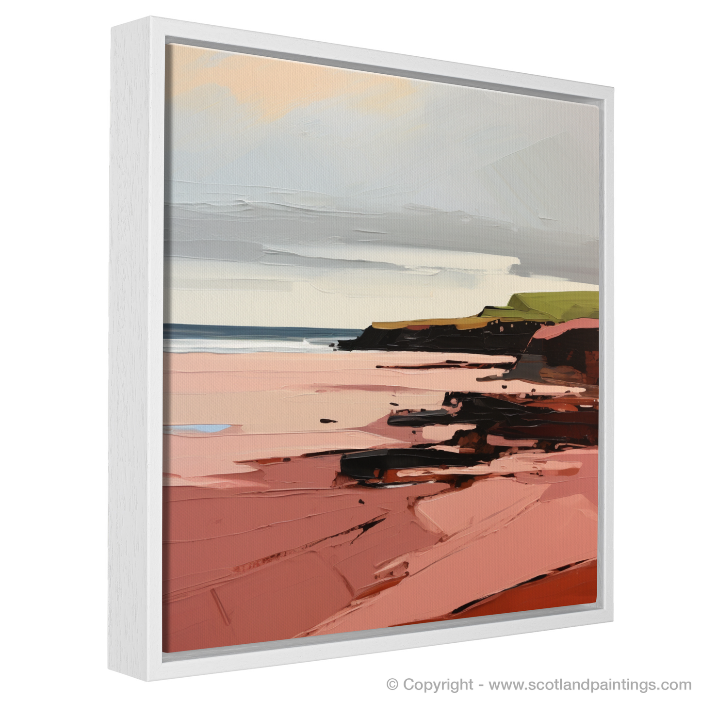 Painting and Art Print of St Cyrus Beach, Aberdeenshire in summer entitled "Summer Splendour at St Cyrus Beach".