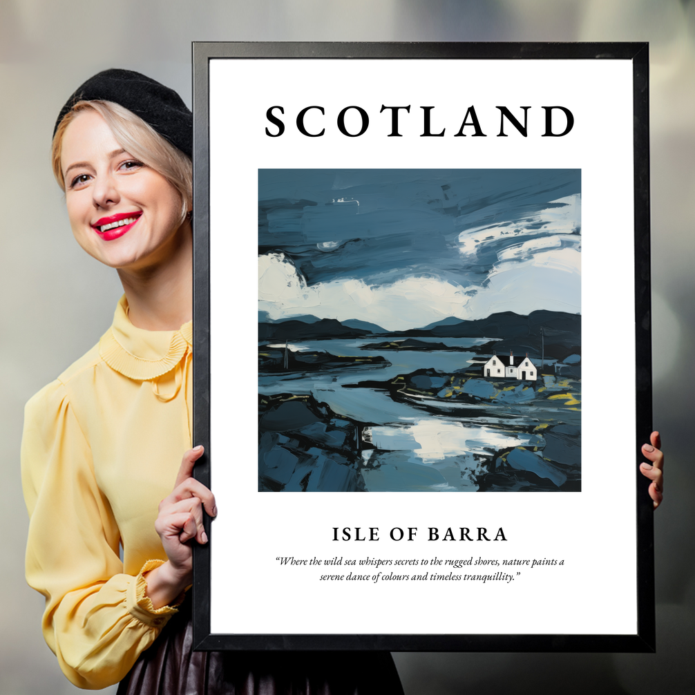 Person holding a poster of Isle of Barra