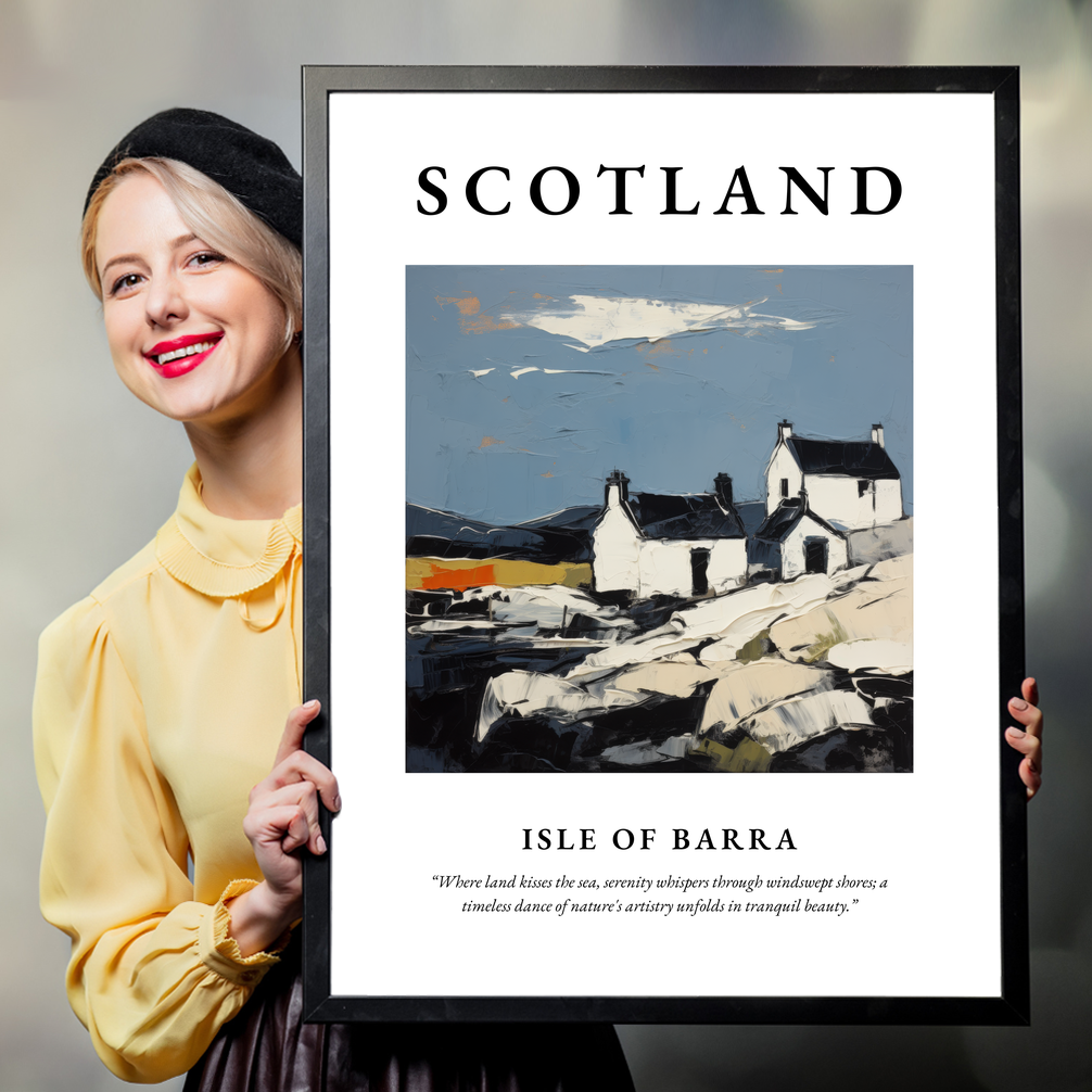 Person holding a poster of Isle of Barra