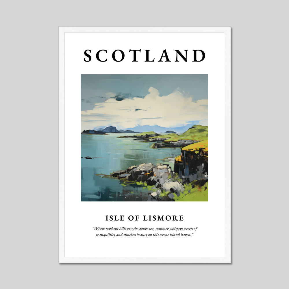 Poster in a white frame with the word Scotland