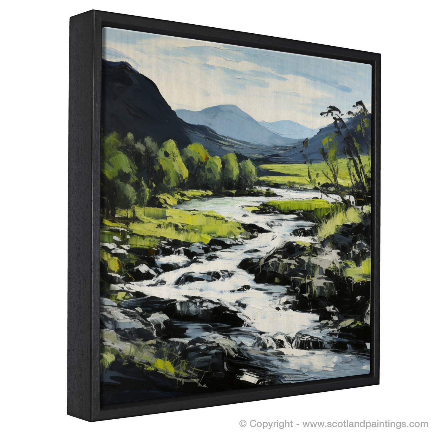 Painting and Art Print of River Garry, Highlands in summer entitled "Summer Splendour of River Garry Highlands".