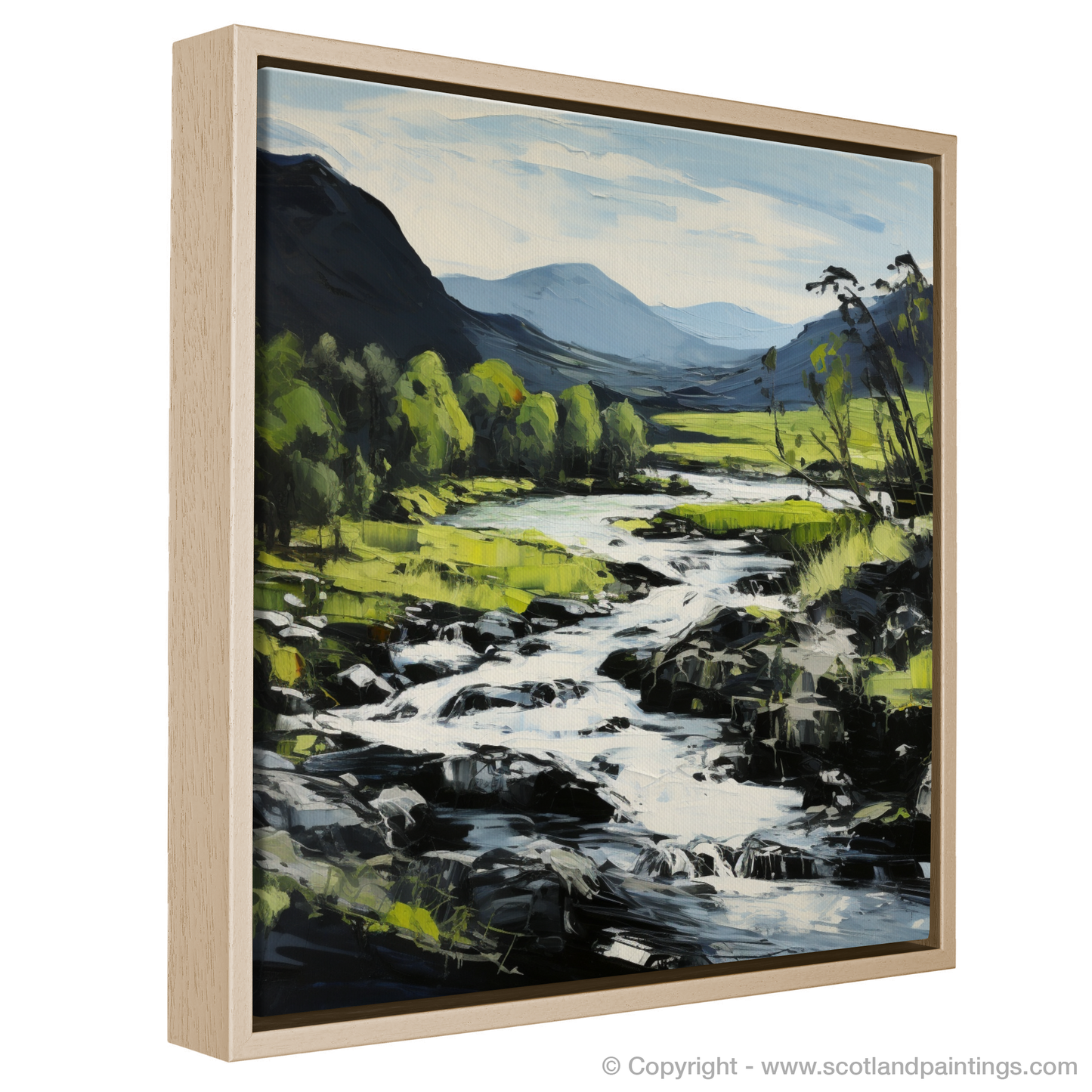 Painting and Art Print of River Garry, Highlands in summer entitled "Summer Splendour of River Garry Highlands".