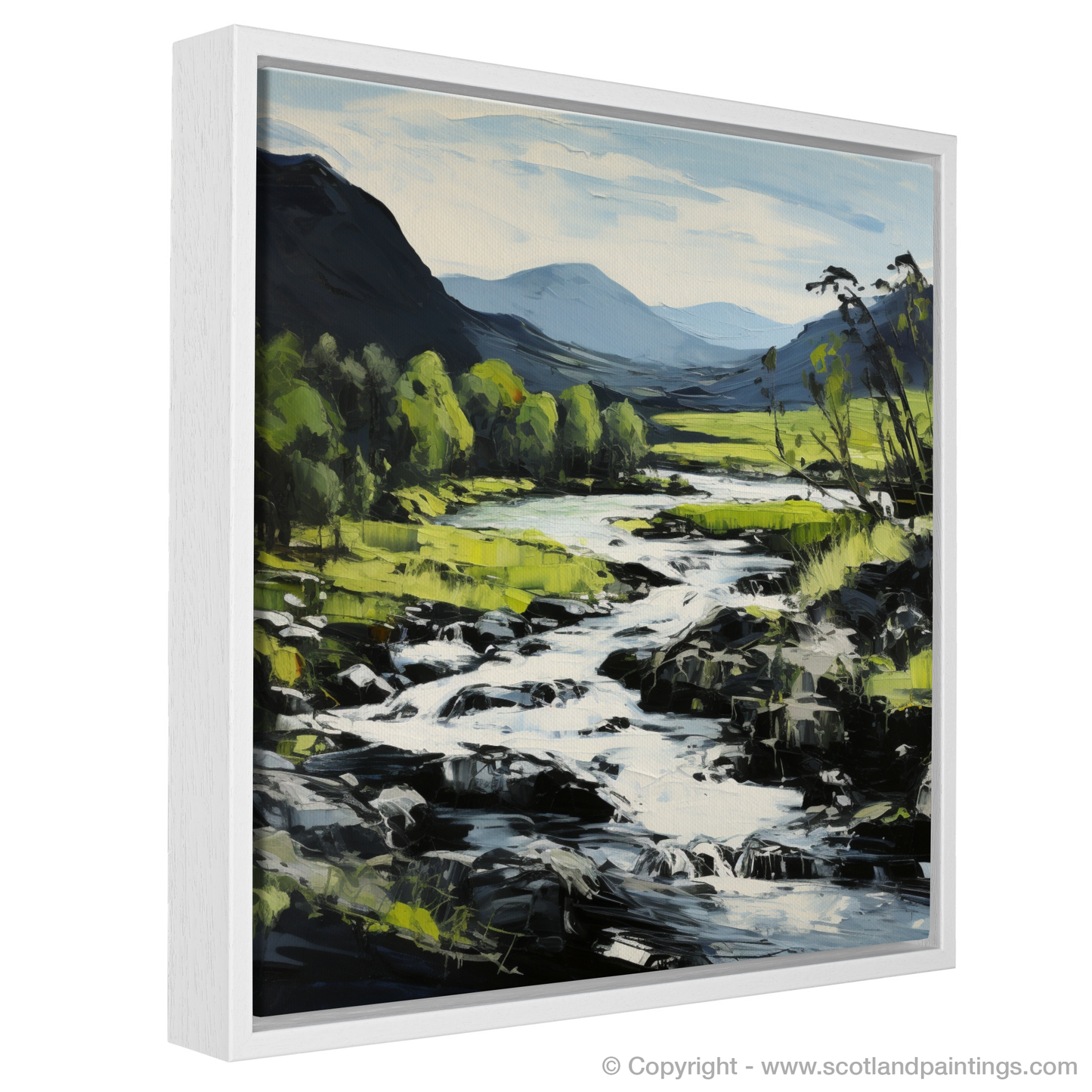 Painting and Art Print of River Garry, Highlands in summer entitled "Summer Splendour of River Garry Highlands".