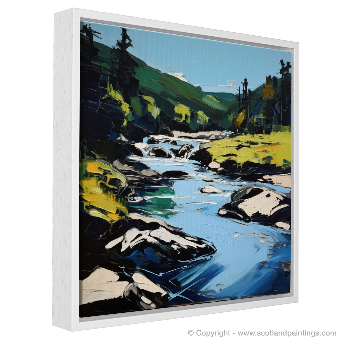 Painting and Art Print of River Garry, Highlands in summer entitled "Summer Rush of River Garry Highlands".