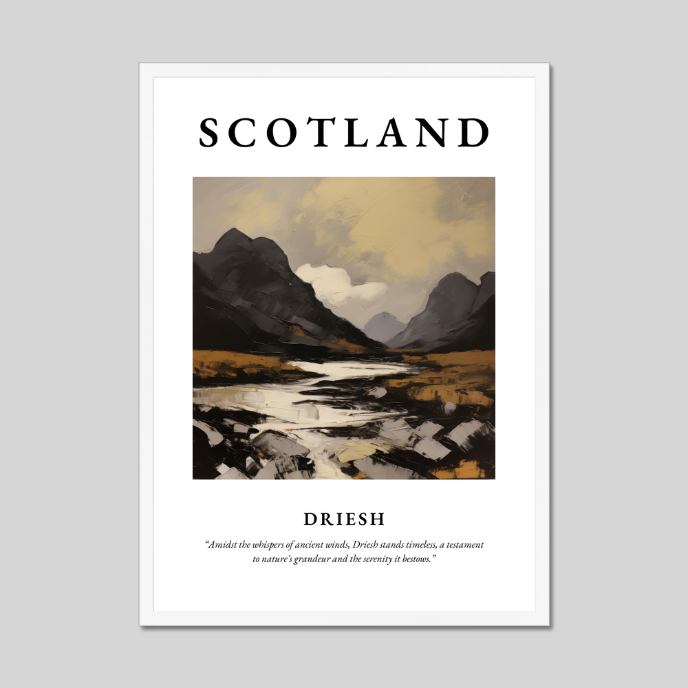 Poster in a white frame with the word Scotland