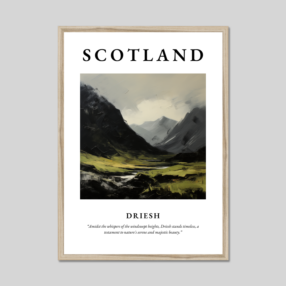 Poster in a natural frame with the word Scotland