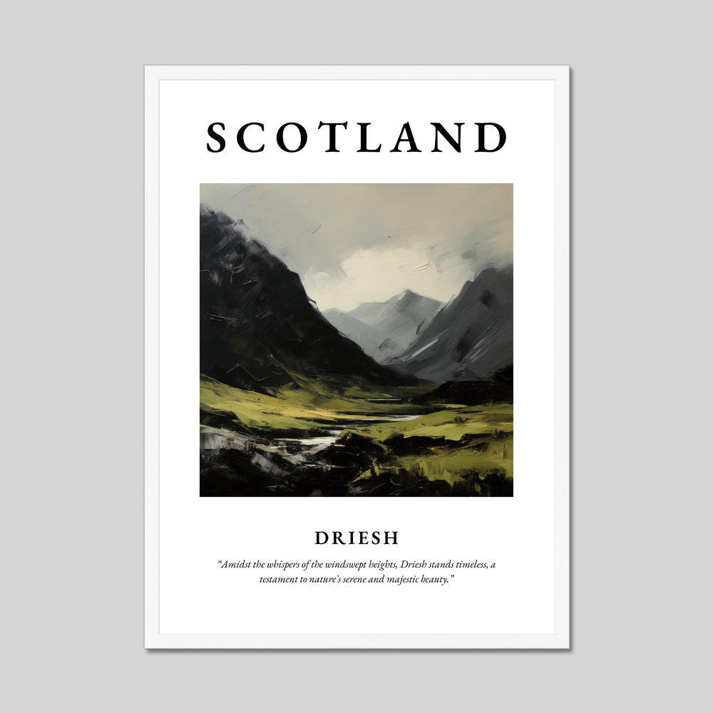 Poster in a white frame with the word Scotland