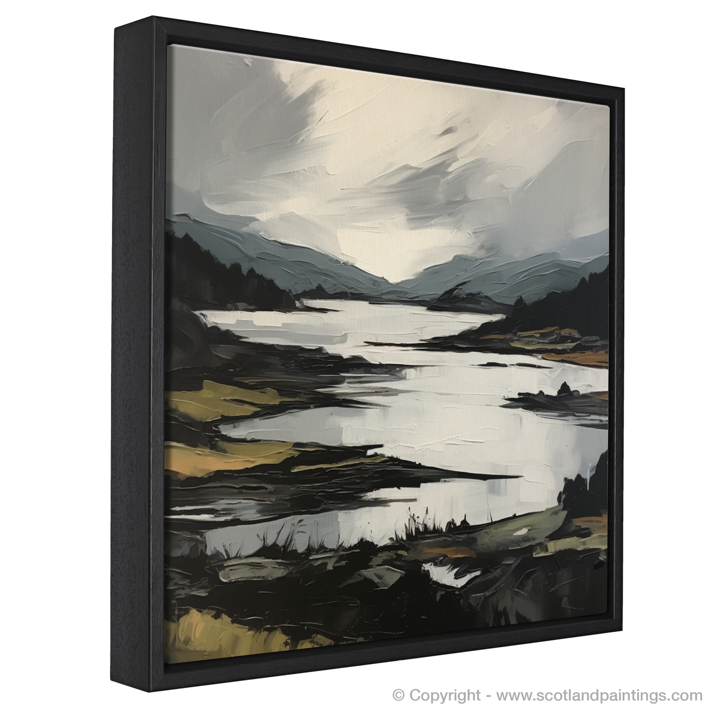 Painting and Art Print of Loch Doon, Ayrshire entitled "Reflections of Loch Doon: An Expressionist Ode to Scotland's Wilderness".