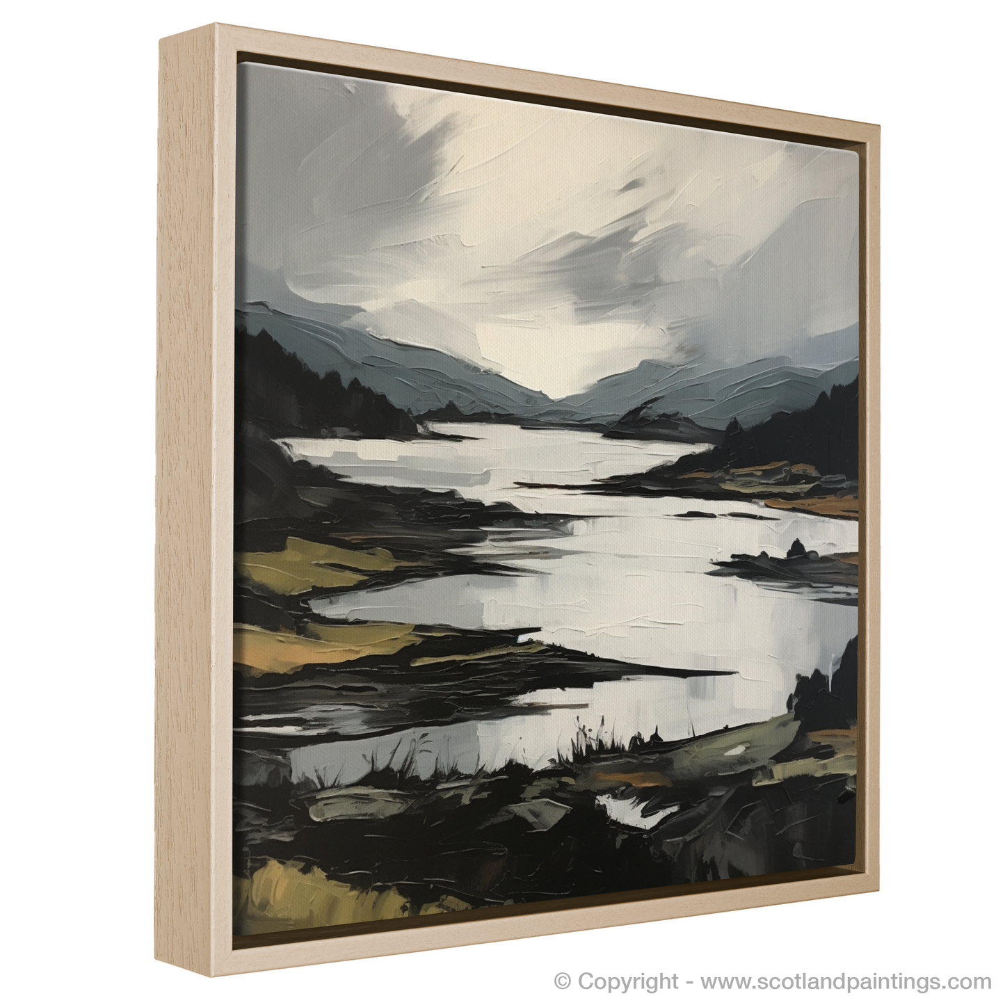 Painting and Art Print of Loch Doon, Ayrshire entitled "Reflections of Loch Doon: An Expressionist Ode to Scotland's Wilderness".