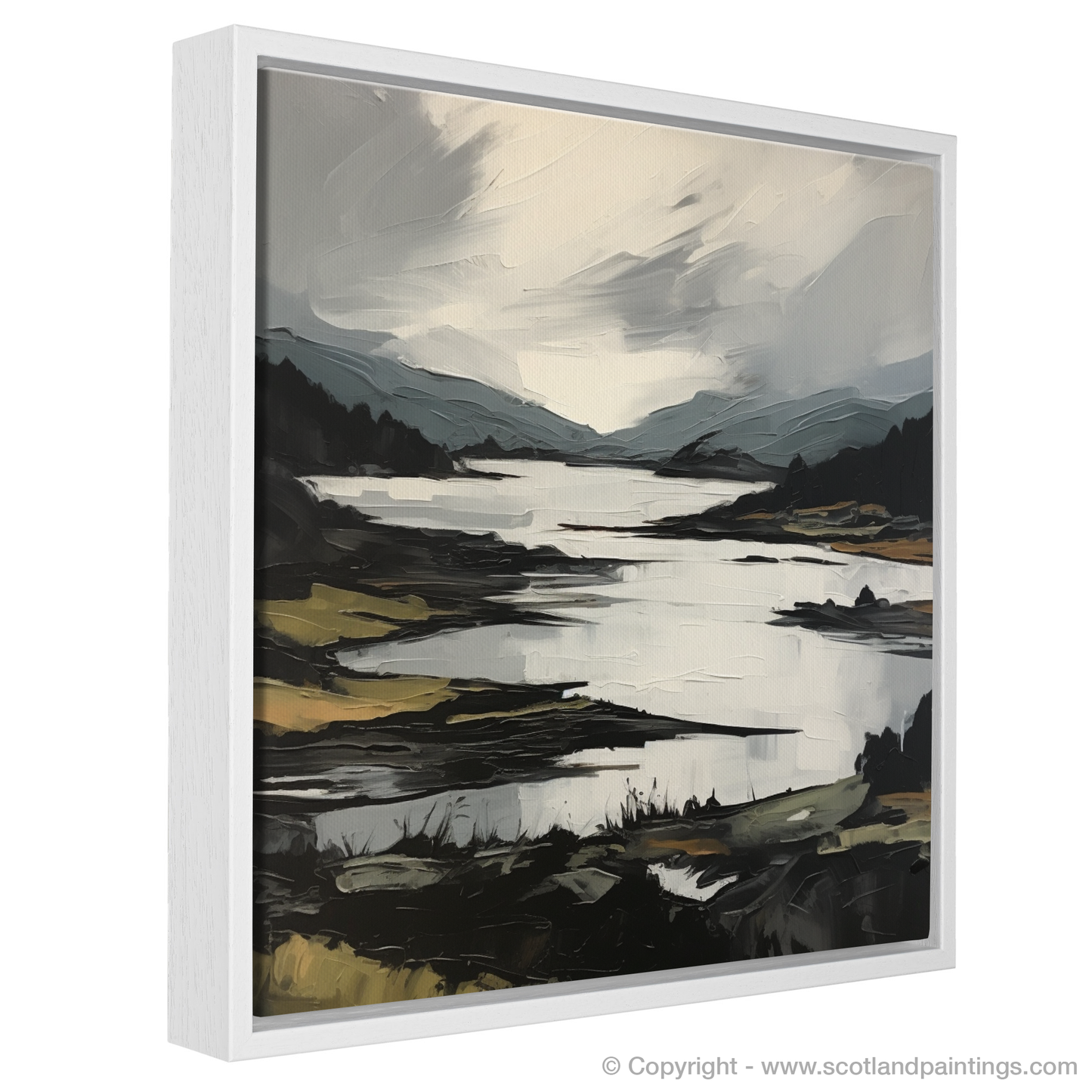 Painting and Art Print of Loch Doon, Ayrshire entitled "Reflections of Loch Doon: An Expressionist Ode to Scotland's Wilderness".