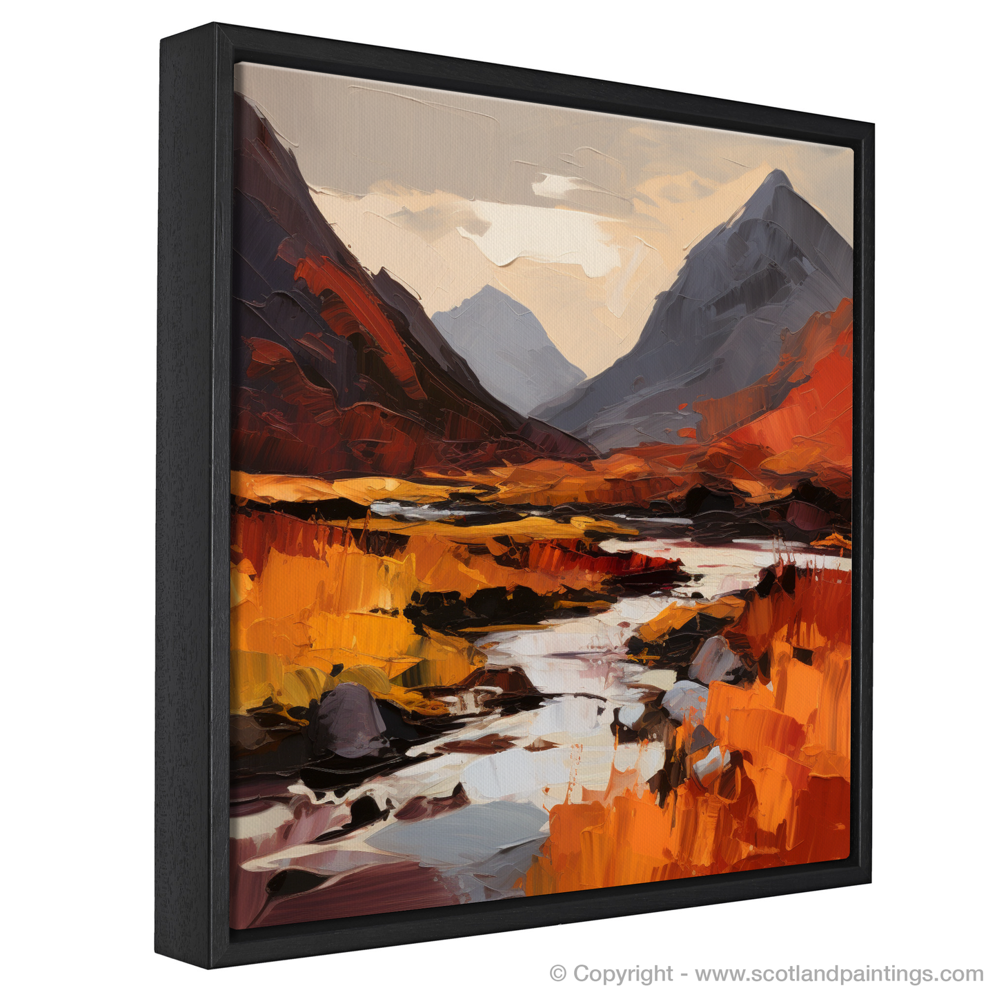 Painting and Art Print of Autumn hues in Glencoe entitled "Autumn Symphony in Glencoe".