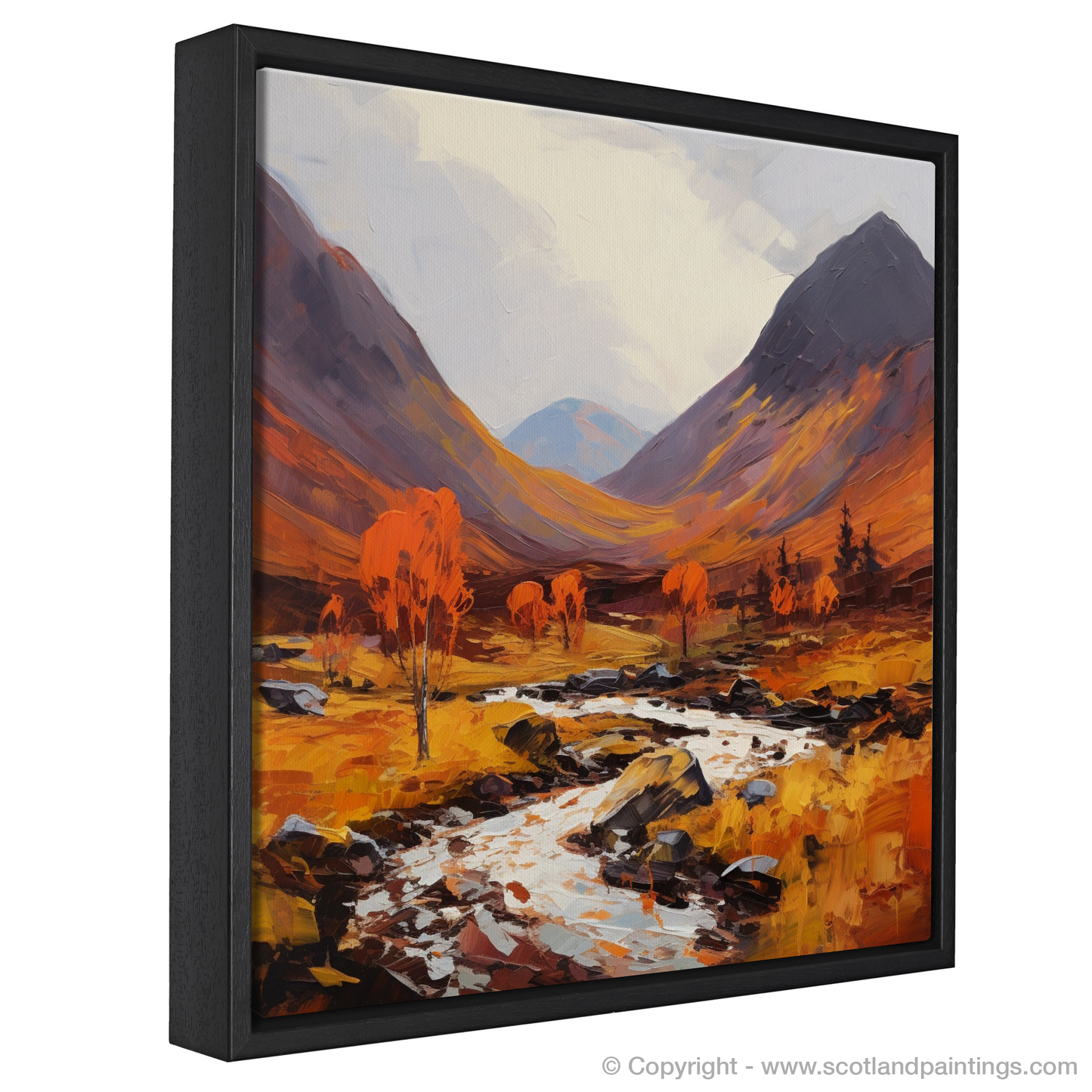 Painting and Art Print of Autumn hues in Glencoe entitled "Autumnal Majesty of Glencoe".