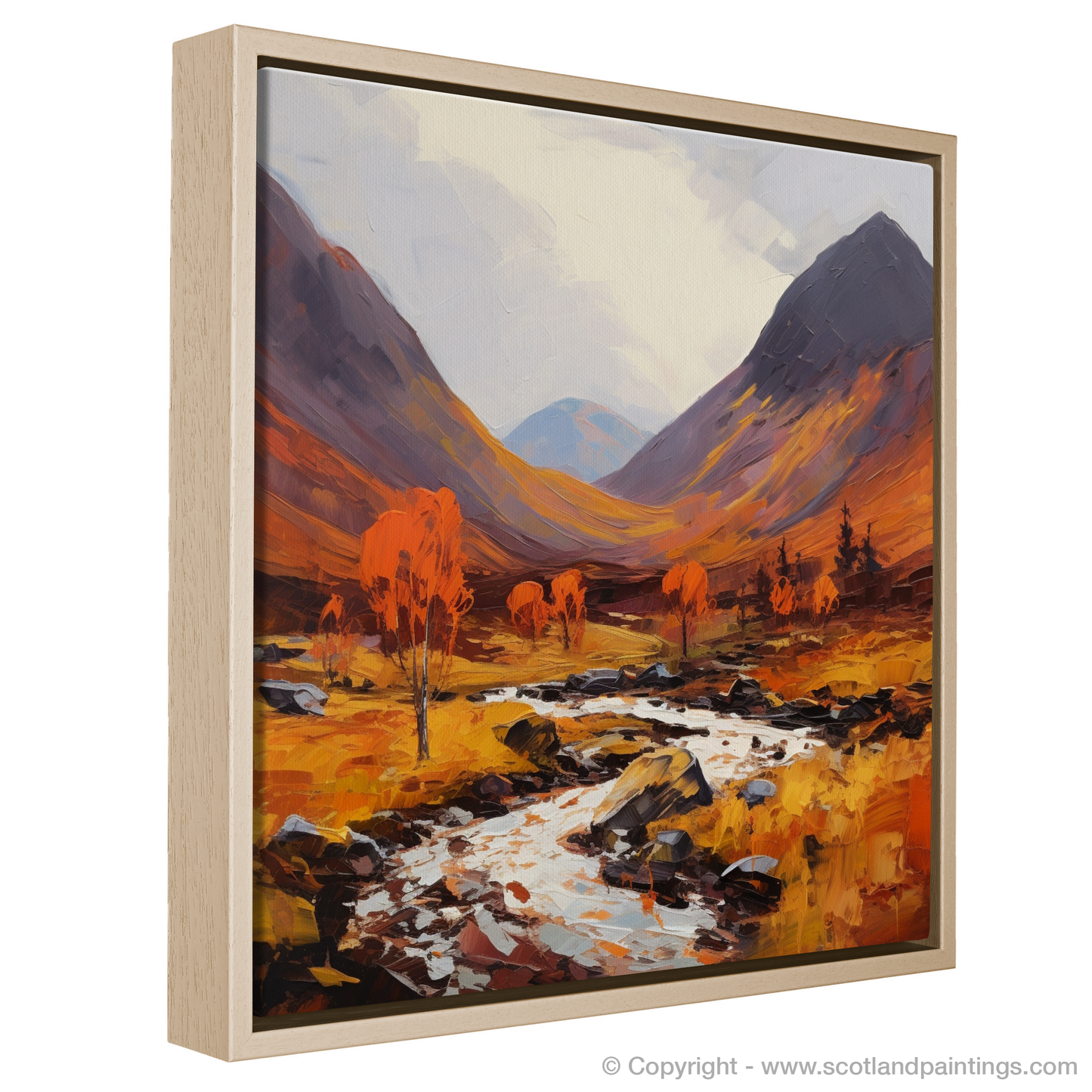 Painting and Art Print of Autumn hues in Glencoe entitled "Autumnal Majesty of Glencoe".