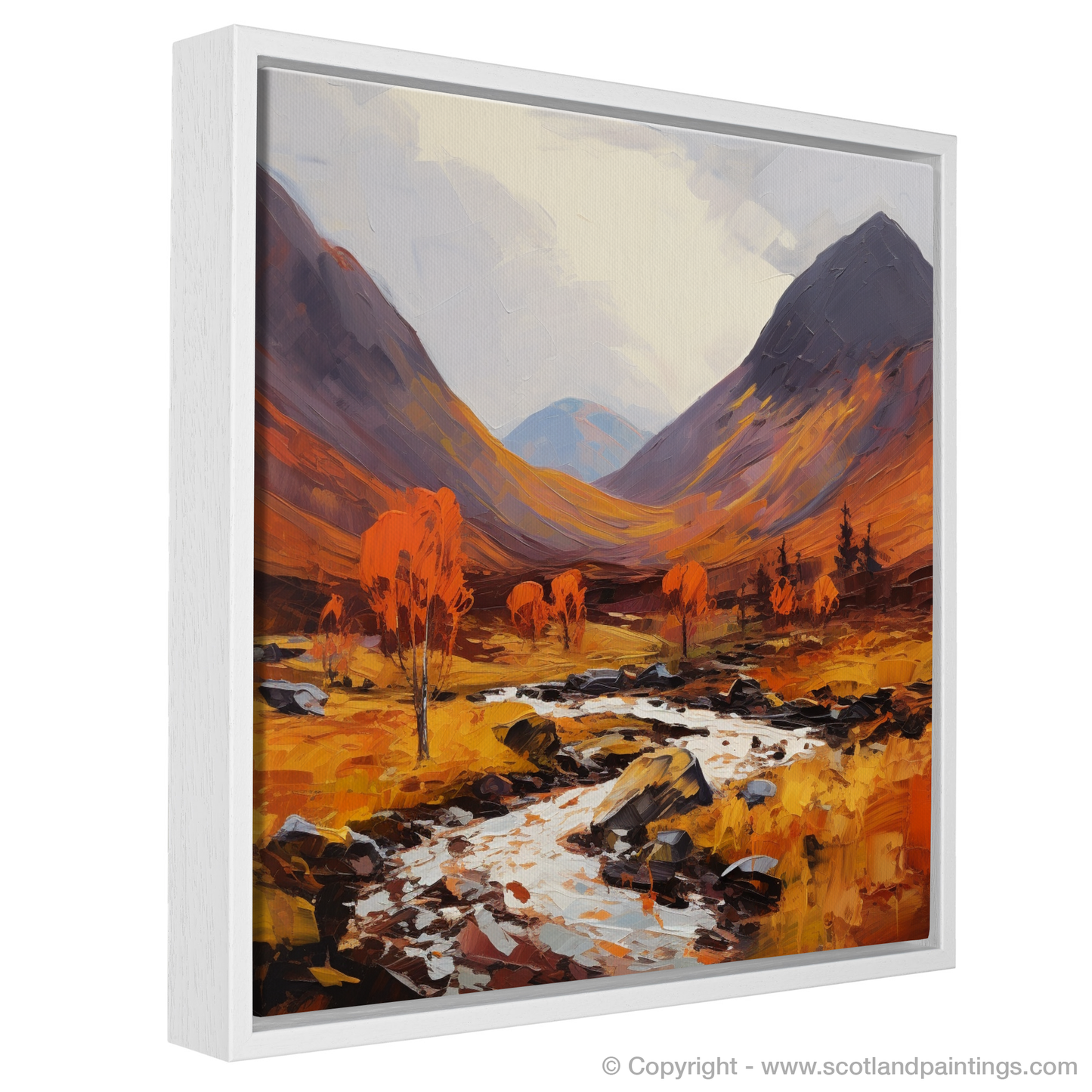 Painting and Art Print of Autumn hues in Glencoe entitled "Autumnal Majesty of Glencoe".