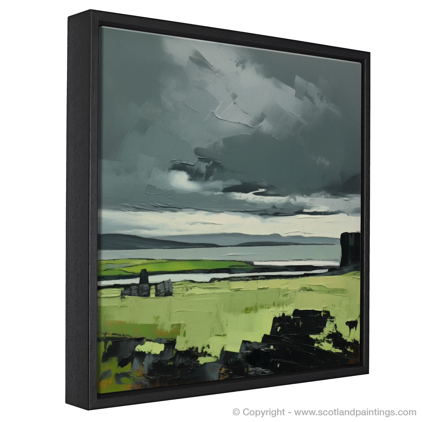 Painting and Art Print of Orkney, North of mainland Scotland entitled "Orkney's Rugged Allure: An Expressionist Interpretation".