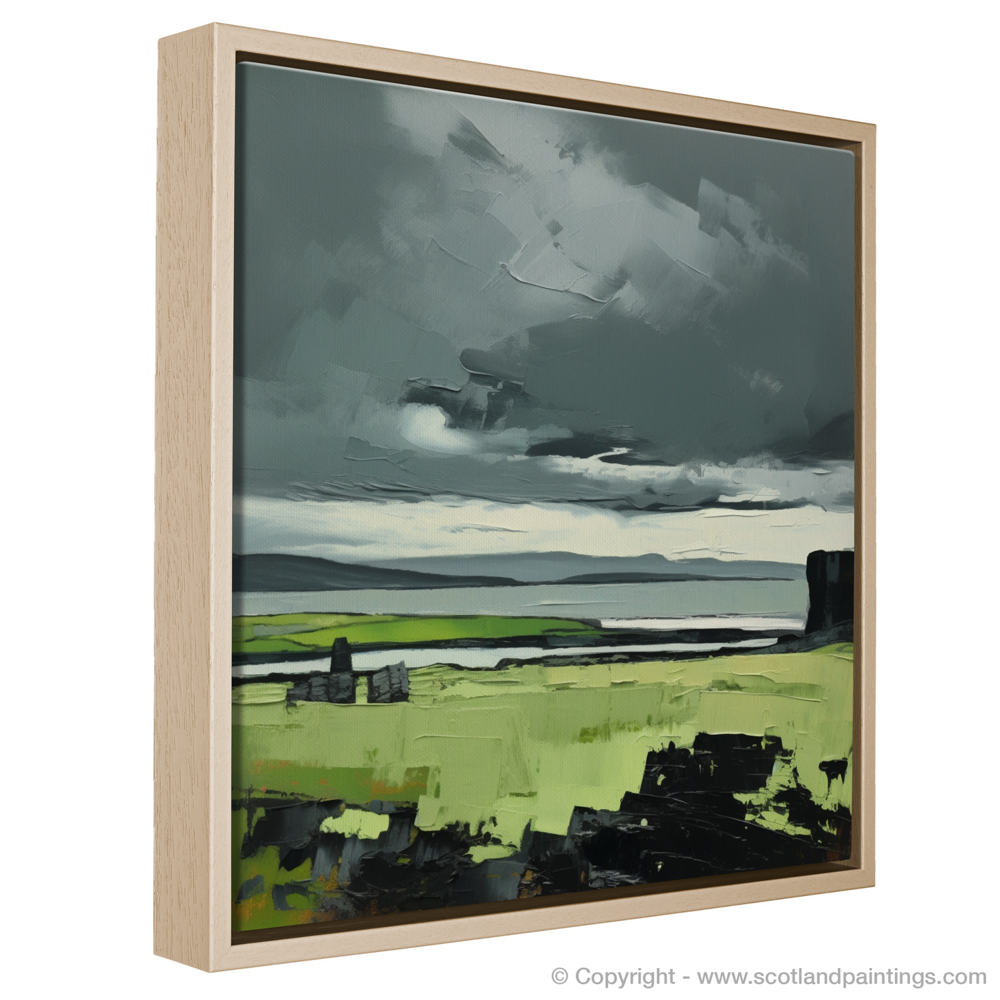 Painting and Art Print of Orkney, North of mainland Scotland entitled "Orkney's Rugged Allure: An Expressionist Interpretation".