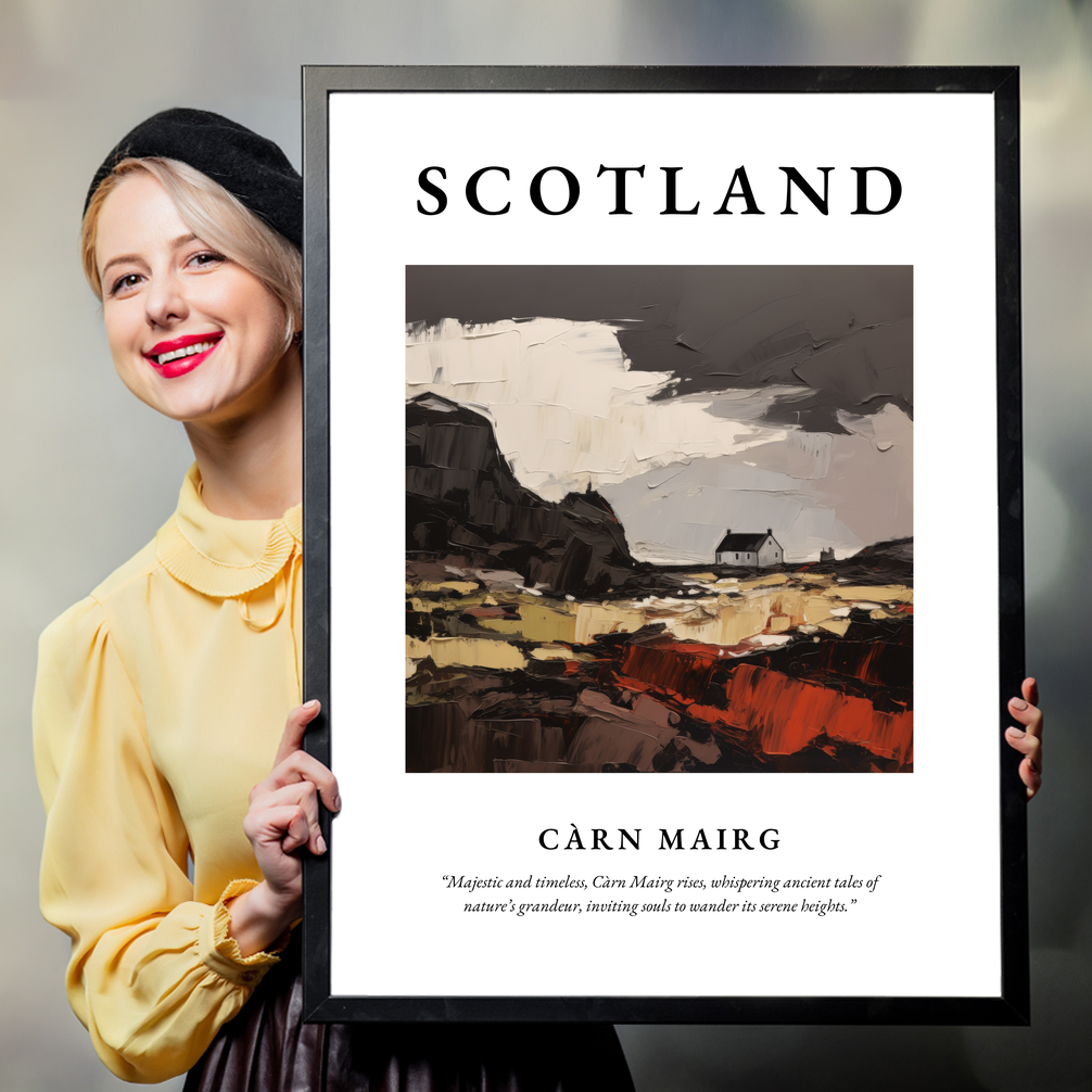 Person holding a poster of Càrn Mairg