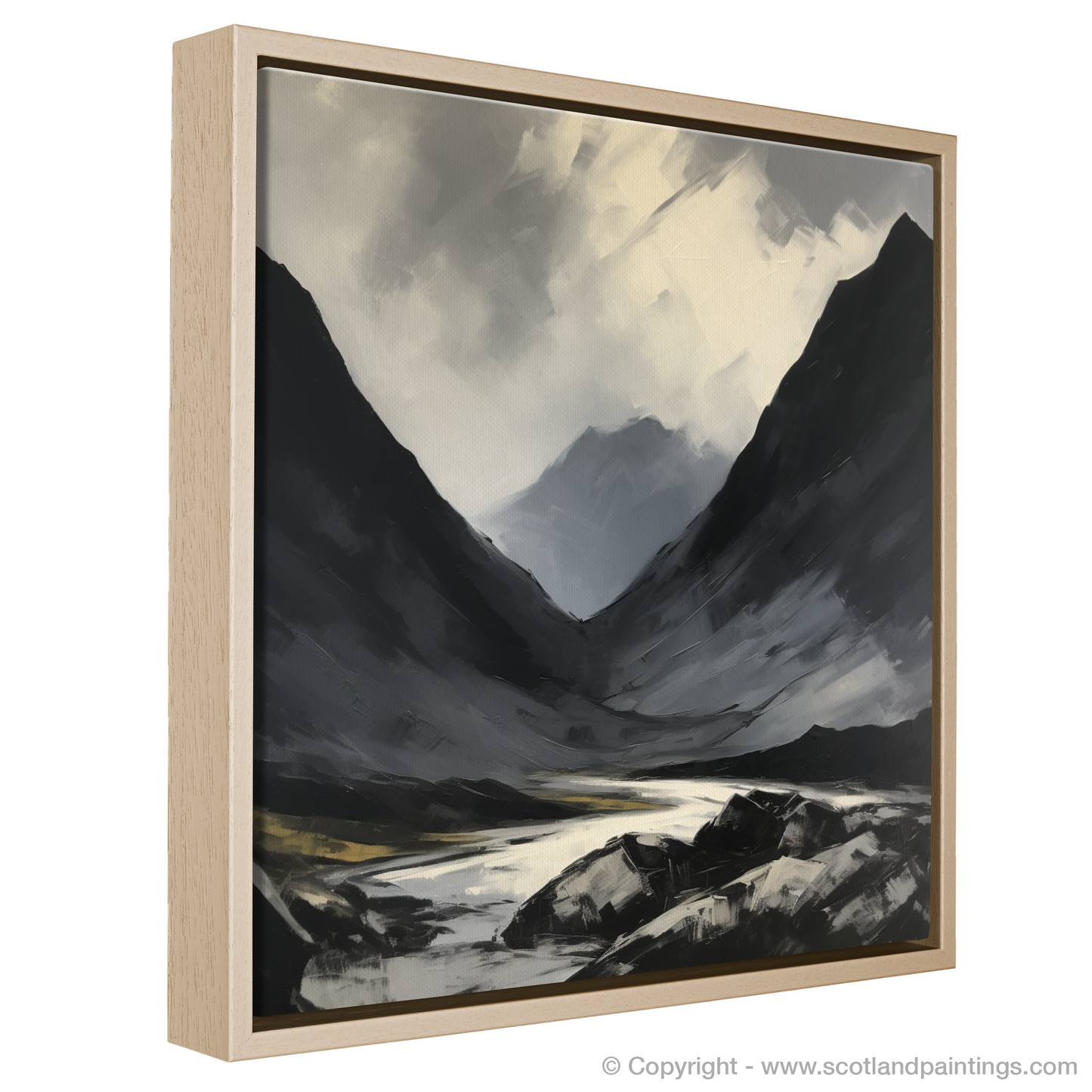 Painting and Art Print of Silhouetted peaks in Glencoe entitled "Silhouetted Peaks of Glencoe: An Expressionist Tribute".