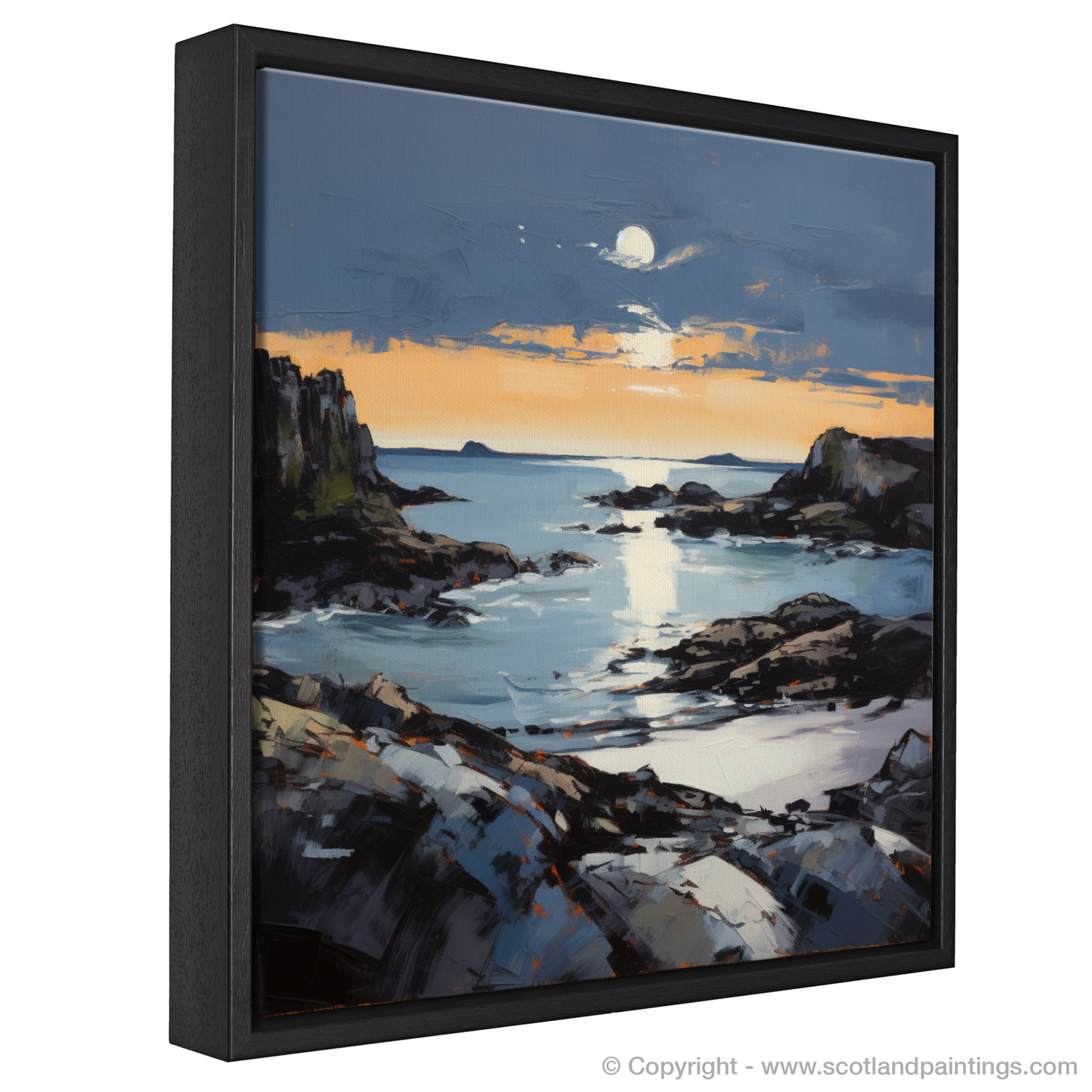 Painting and Art Print of Achmelvich Bay at dusk entitled "Dusk Embrace at Achmelvich Bay".