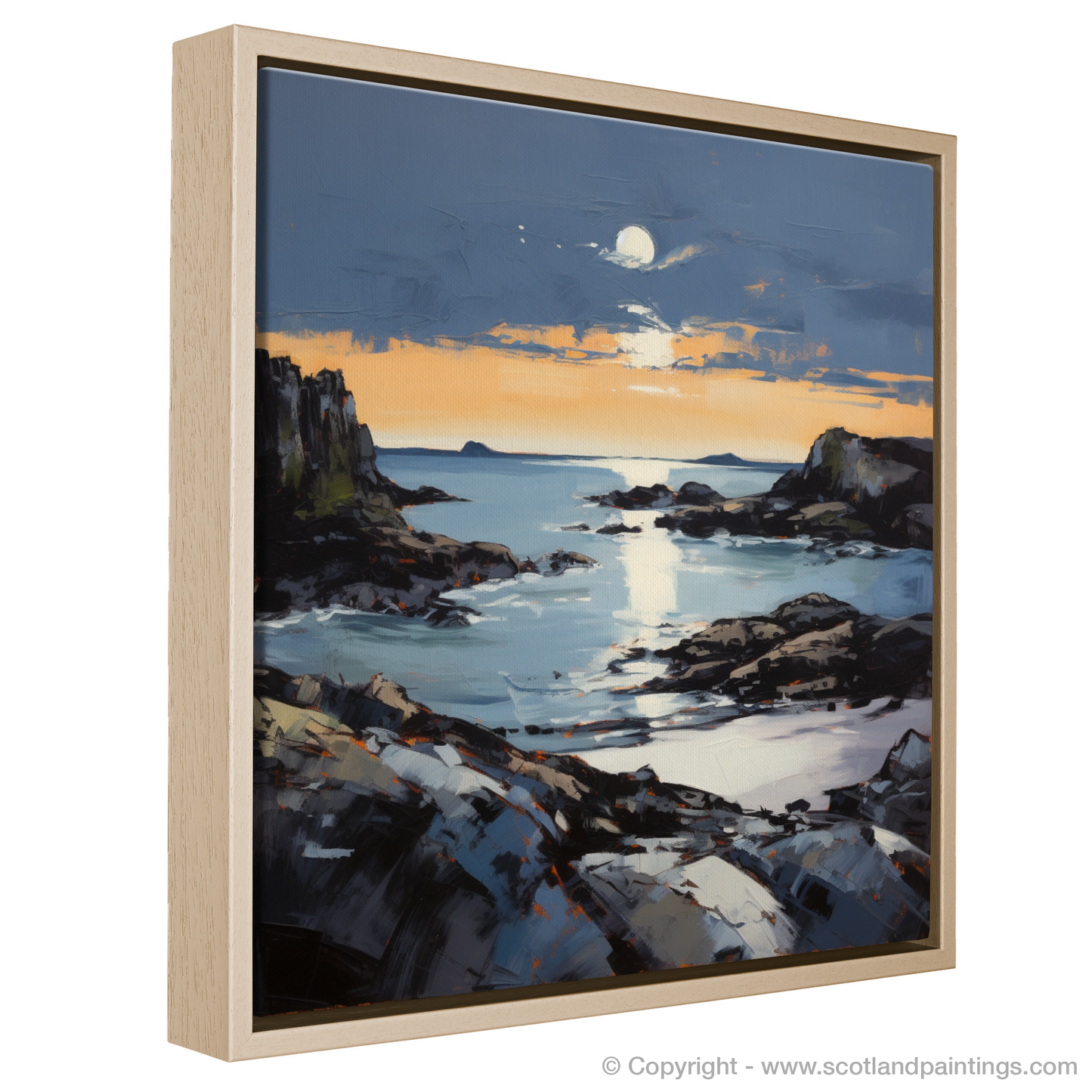 Painting and Art Print of Achmelvich Bay at dusk entitled "Dusk Embrace at Achmelvich Bay".