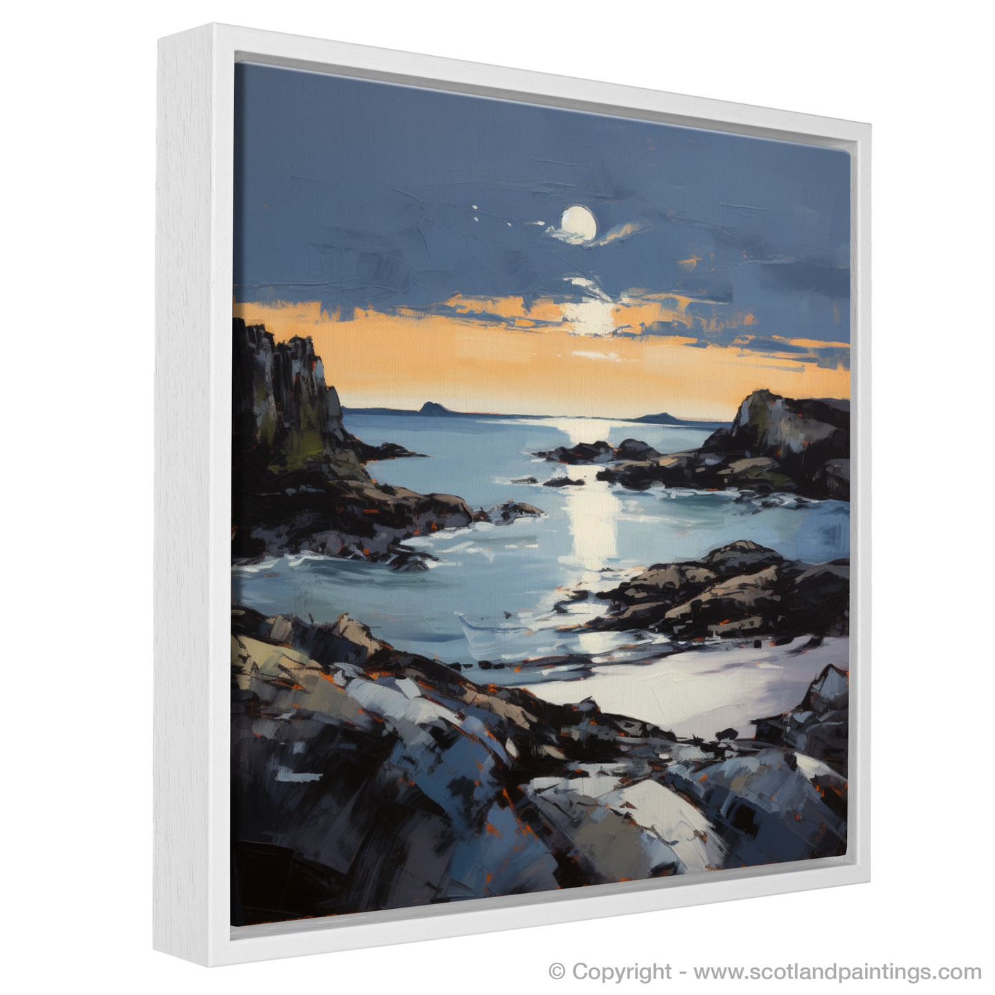 Painting and Art Print of Achmelvich Bay at dusk entitled "Dusk Embrace at Achmelvich Bay".