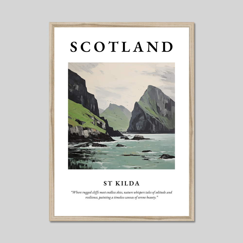 Poster in a natural frame with the word Scotland