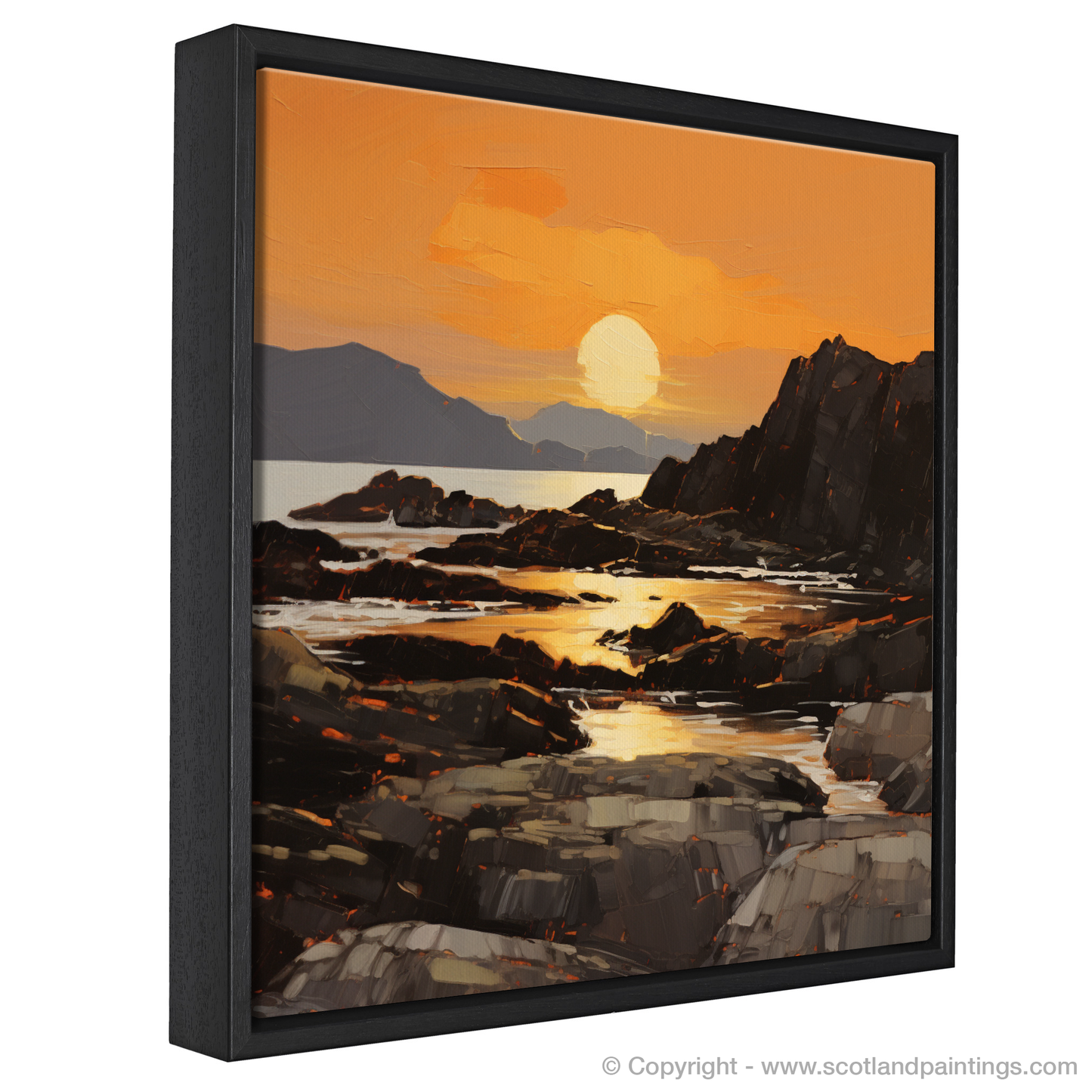 Painting and Art Print of Easdale Sound at golden hour. Golden Hour Embrace at Easdale Sound.