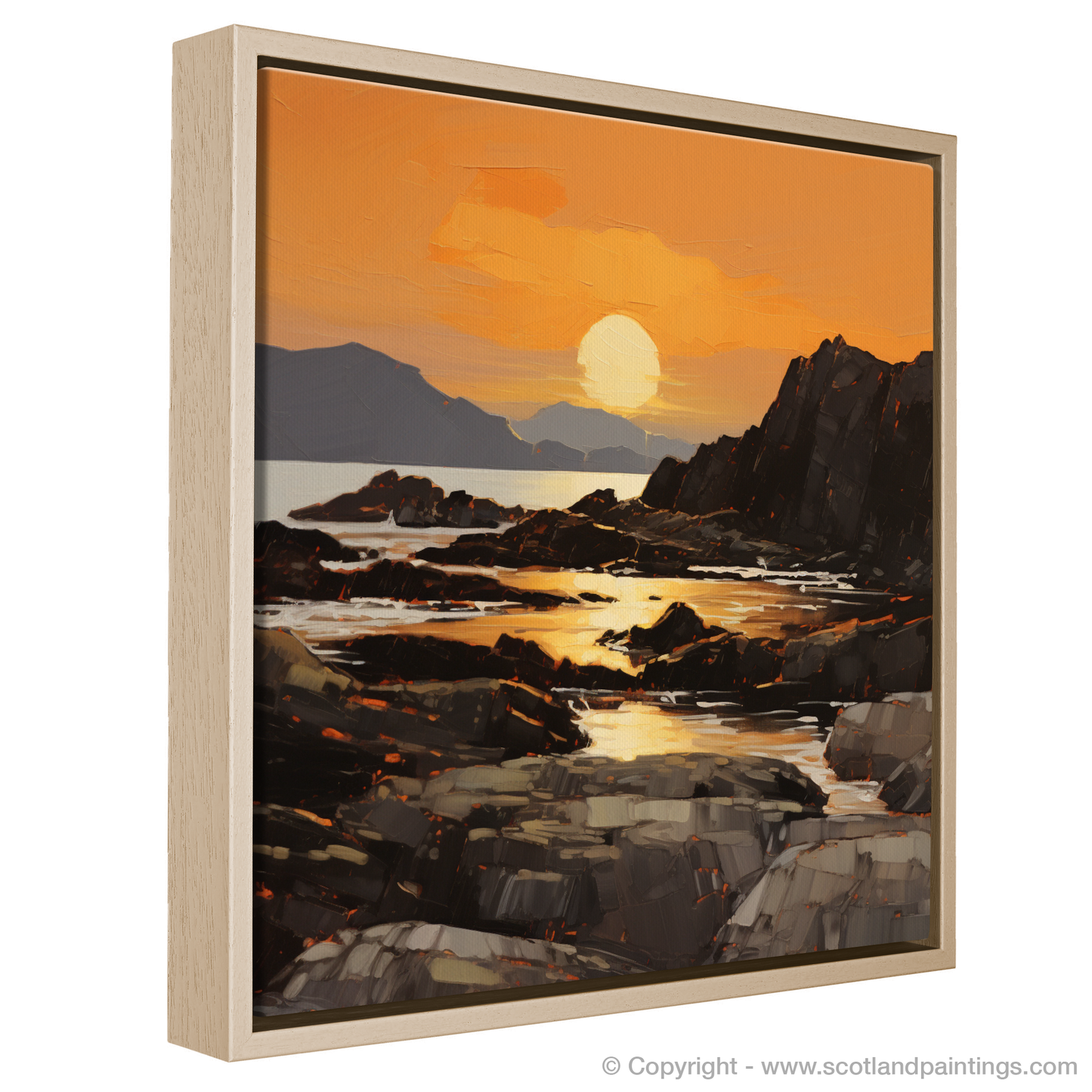 Painting and Art Print of Easdale Sound at golden hour. Golden Hour Embrace at Easdale Sound.