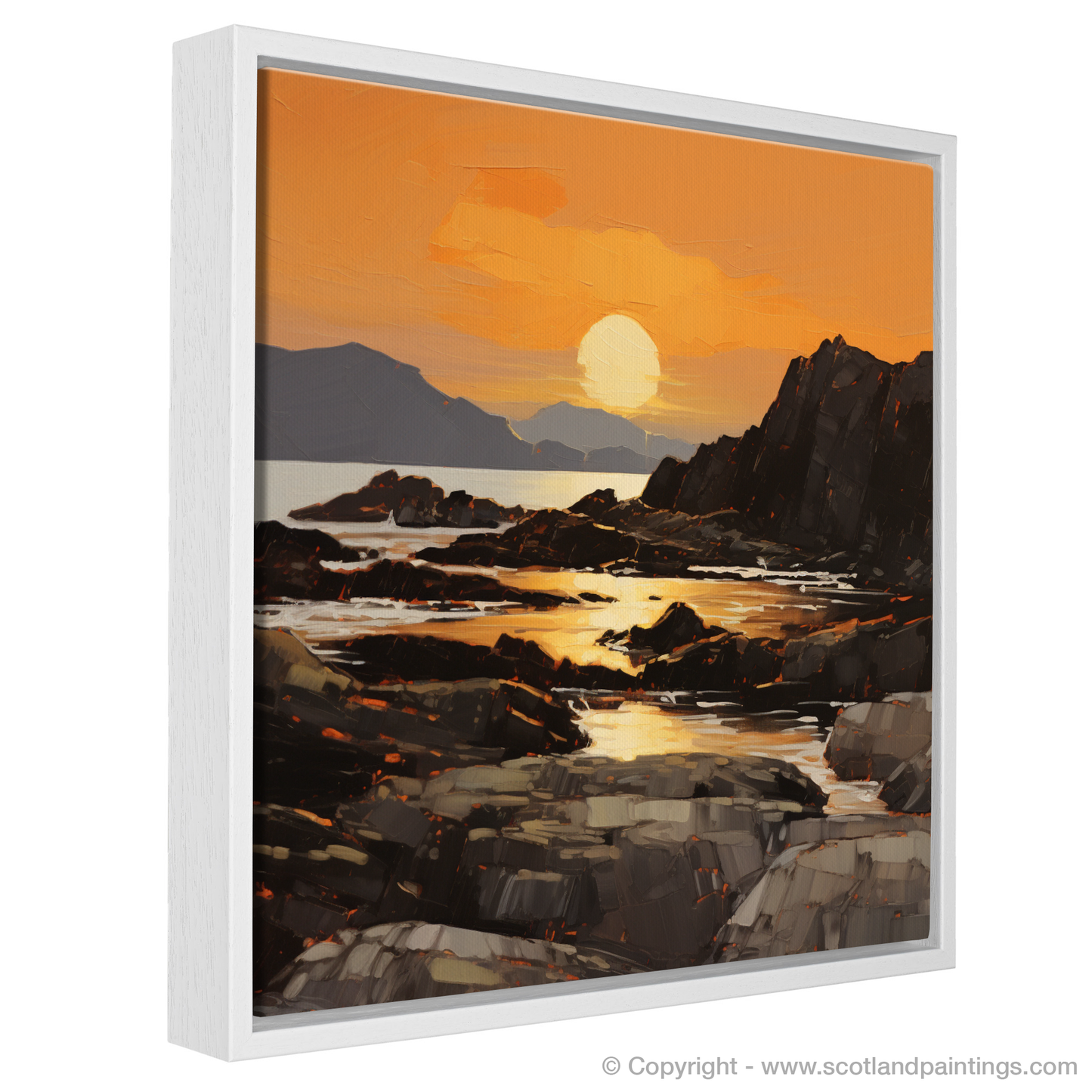 Painting and Art Print of Easdale Sound at golden hour. Golden Hour Embrace at Easdale Sound.