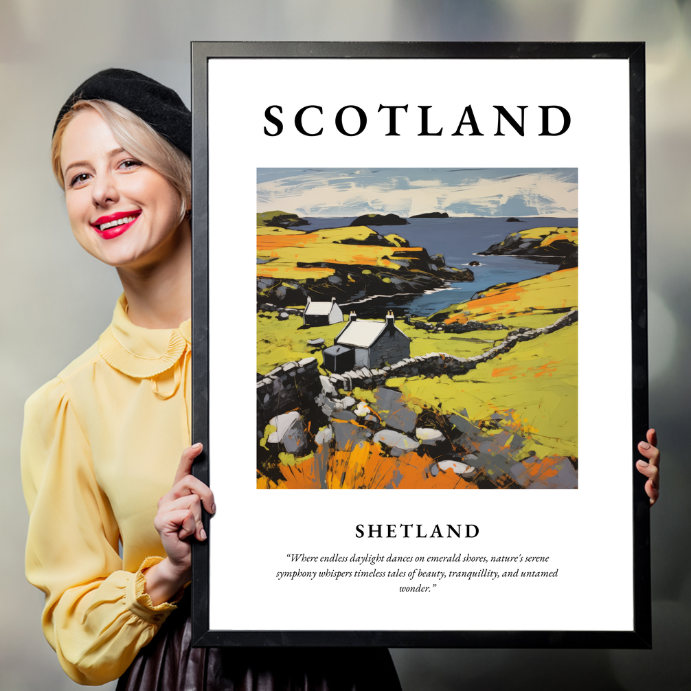 Person holding a poster of Shetland